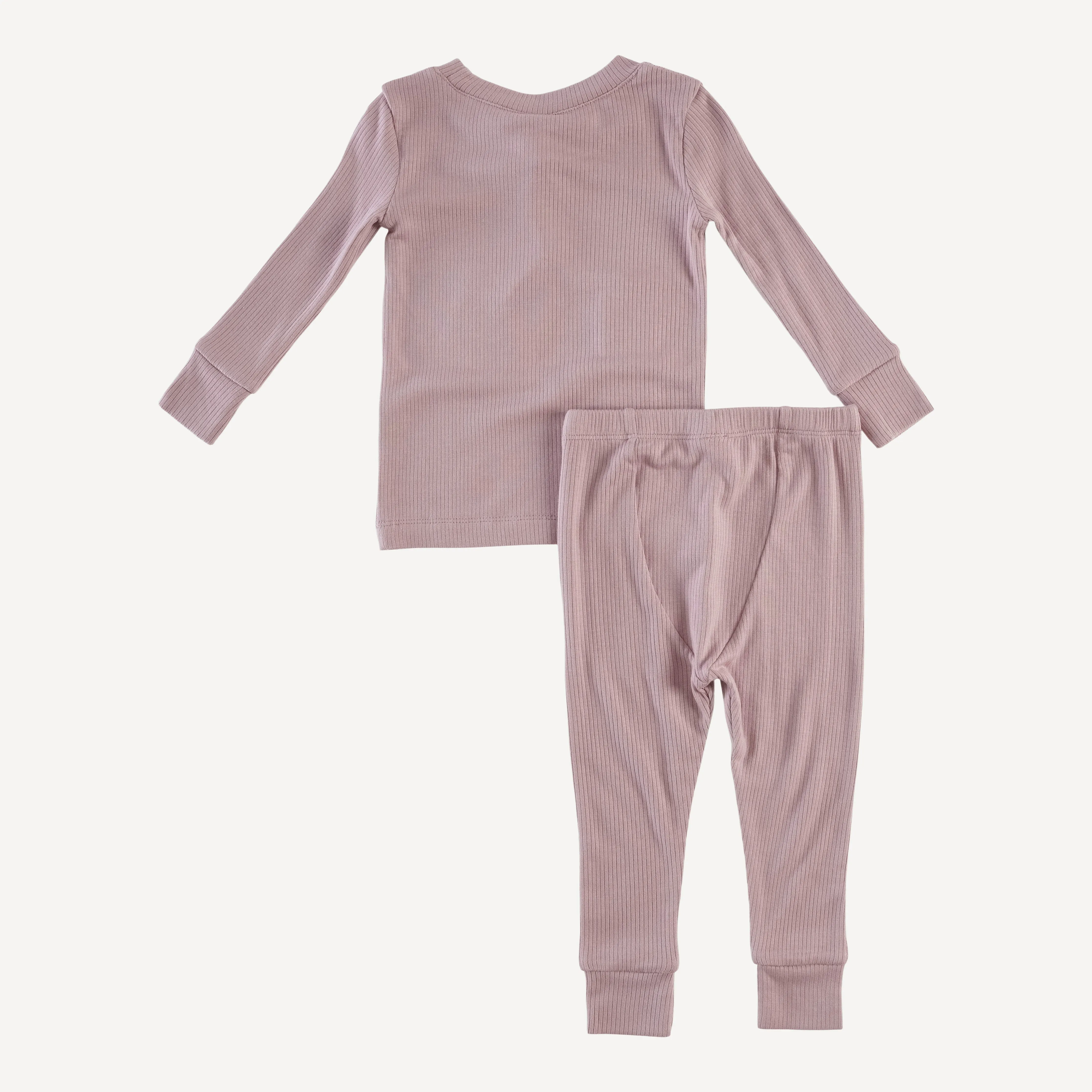 long sleeve crew neck pj set | mauve taupe | modal skinny rib