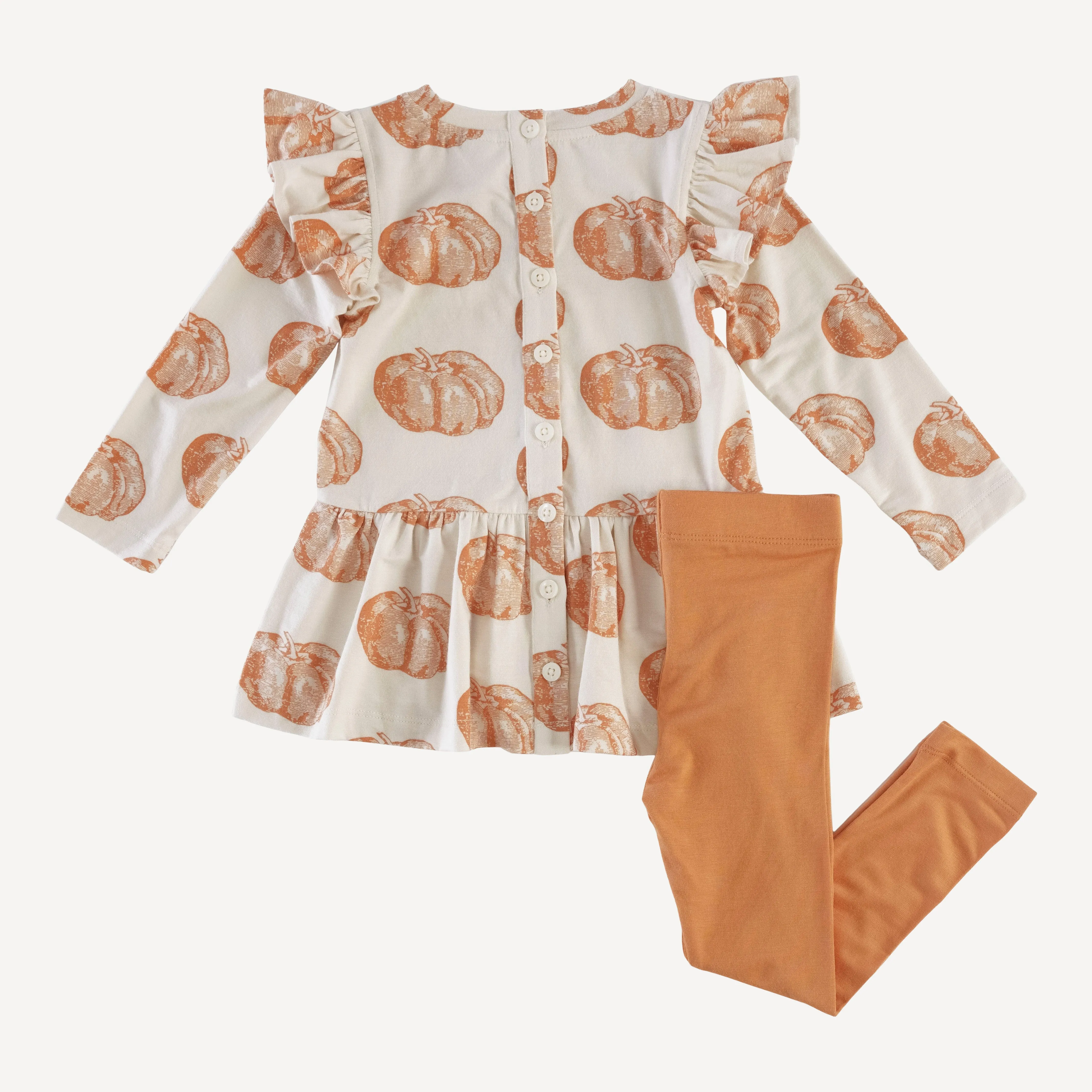 long sleeve flutter drop waist top   legging set | harvest pumpkin | lenzing modal