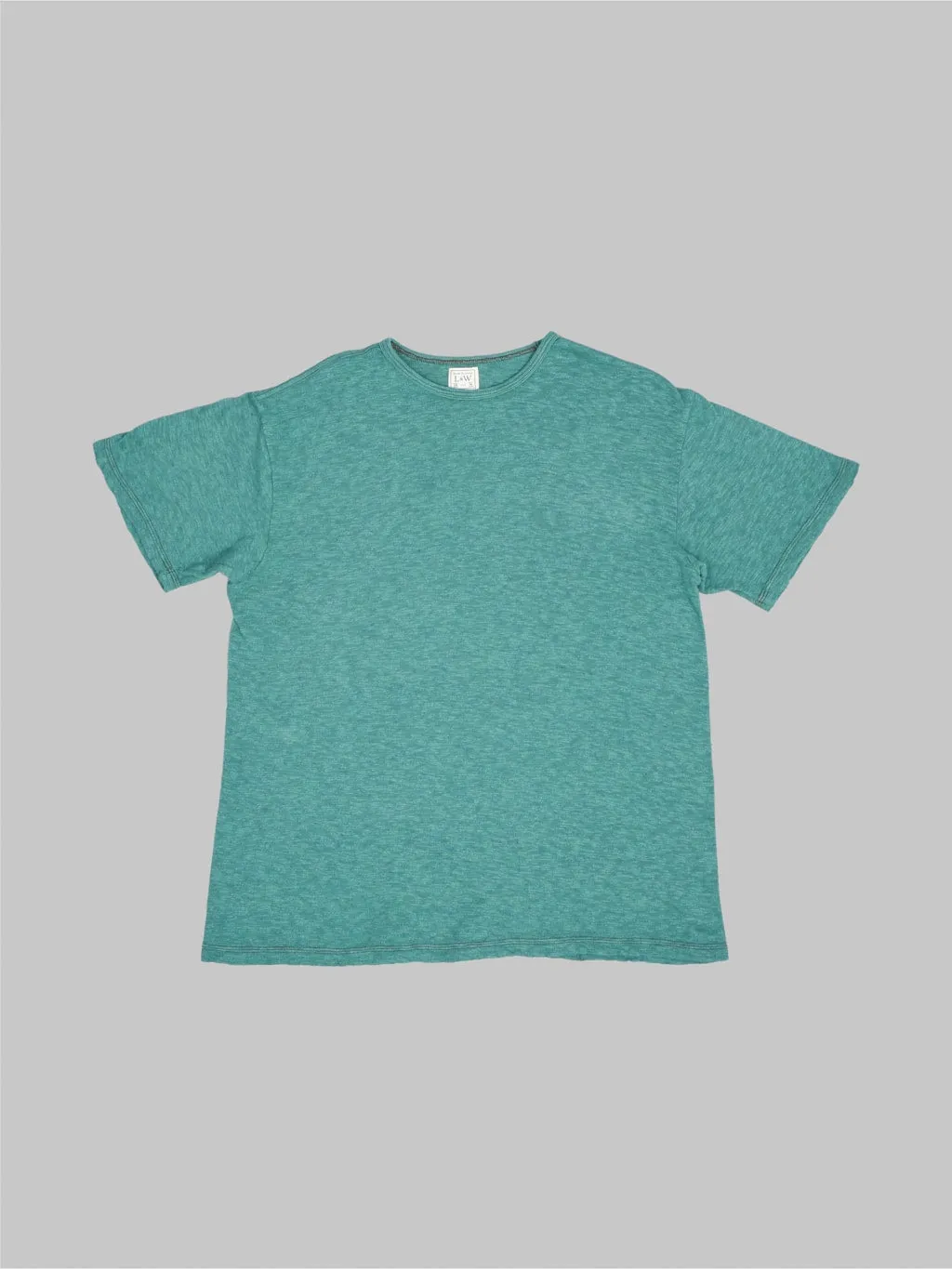 Loop & Weft Super Slub Tube Knit Double Binder Crewneck T-Shirt Ocean Green