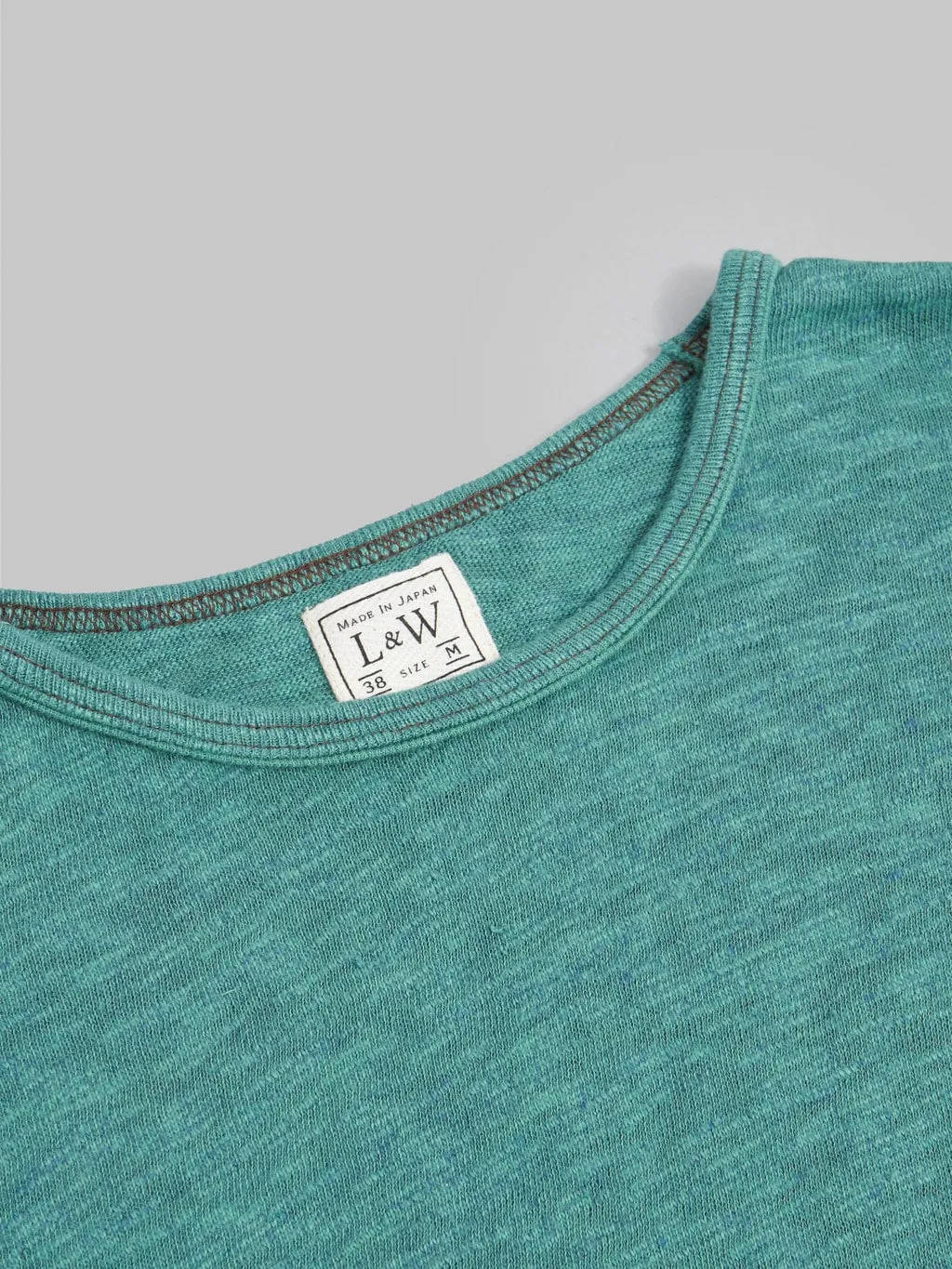 Loop & Weft Super Slub Tube Knit Double Binder Crewneck T-Shirt Ocean Green