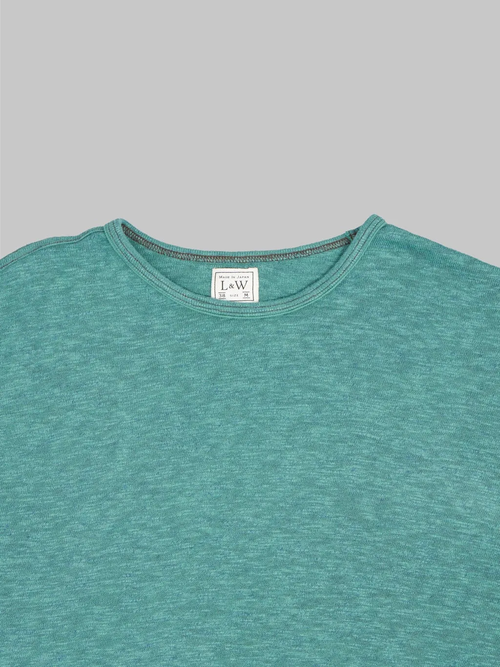 Loop & Weft Super Slub Tube Knit Double Binder Crewneck T-Shirt Ocean Green