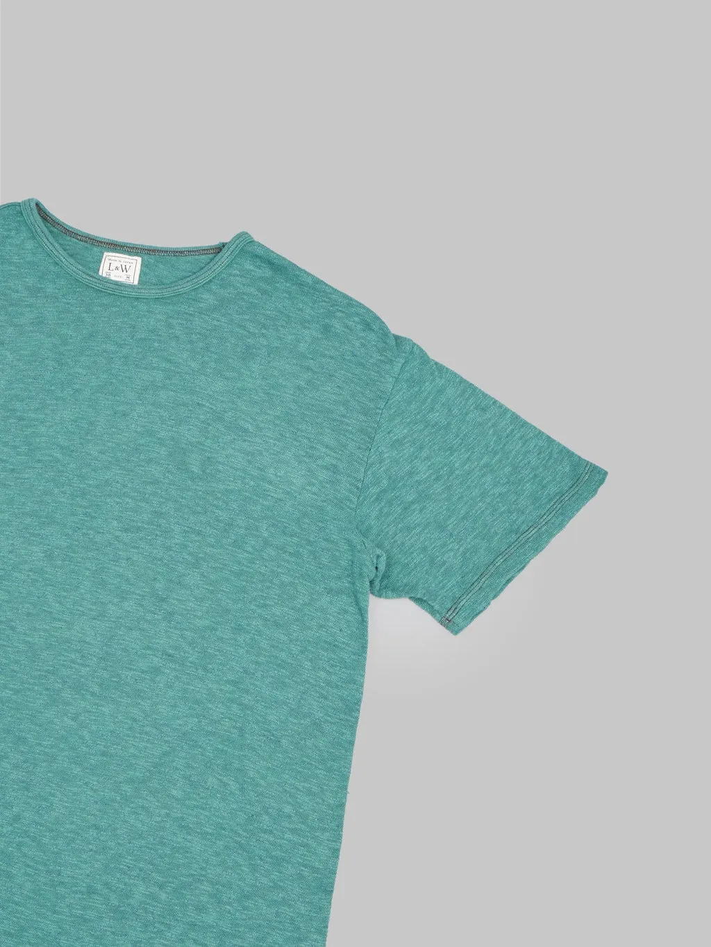 Loop & Weft Super Slub Tube Knit Double Binder Crewneck T-Shirt Ocean Green