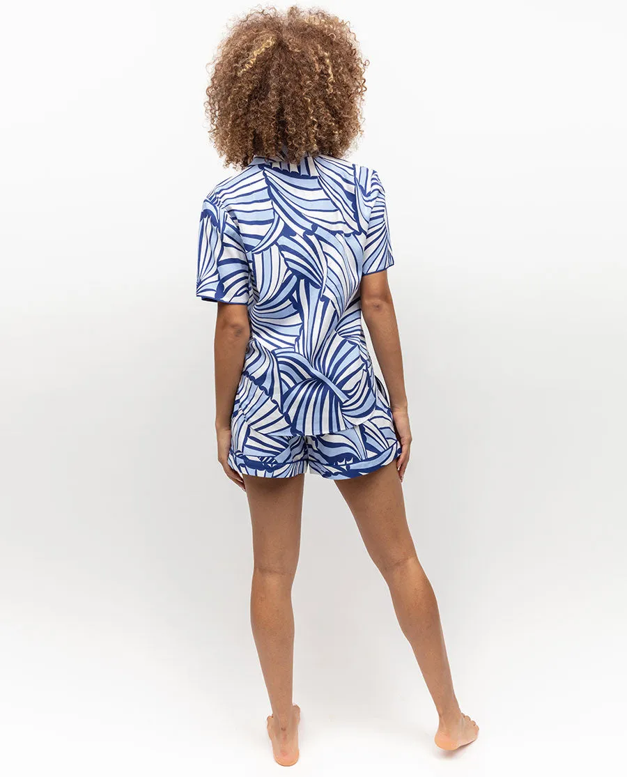 Madeline Dark Blue Shell Geo Print Shorty Set