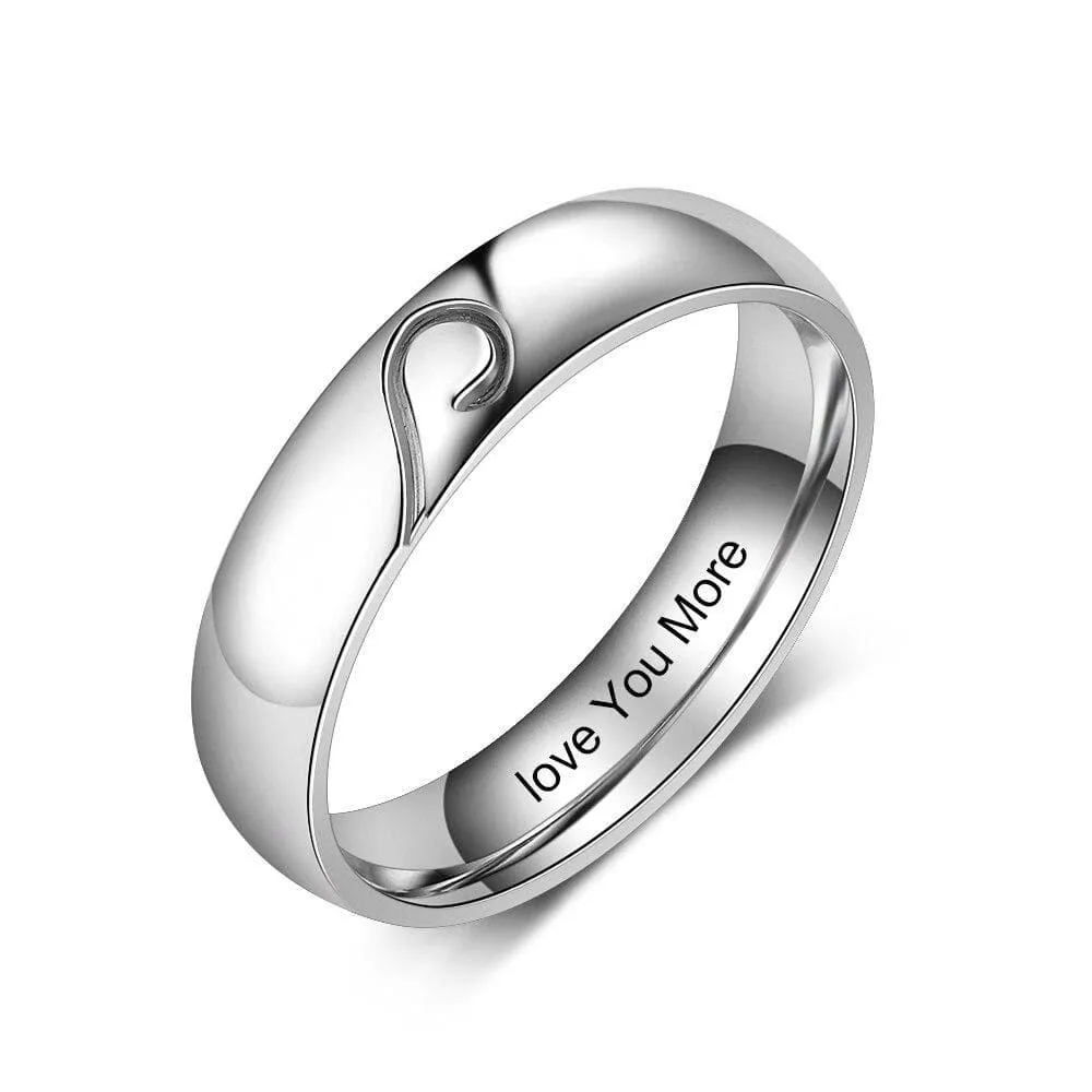 Matching Heart Rings for Couples with Personalized Engraving