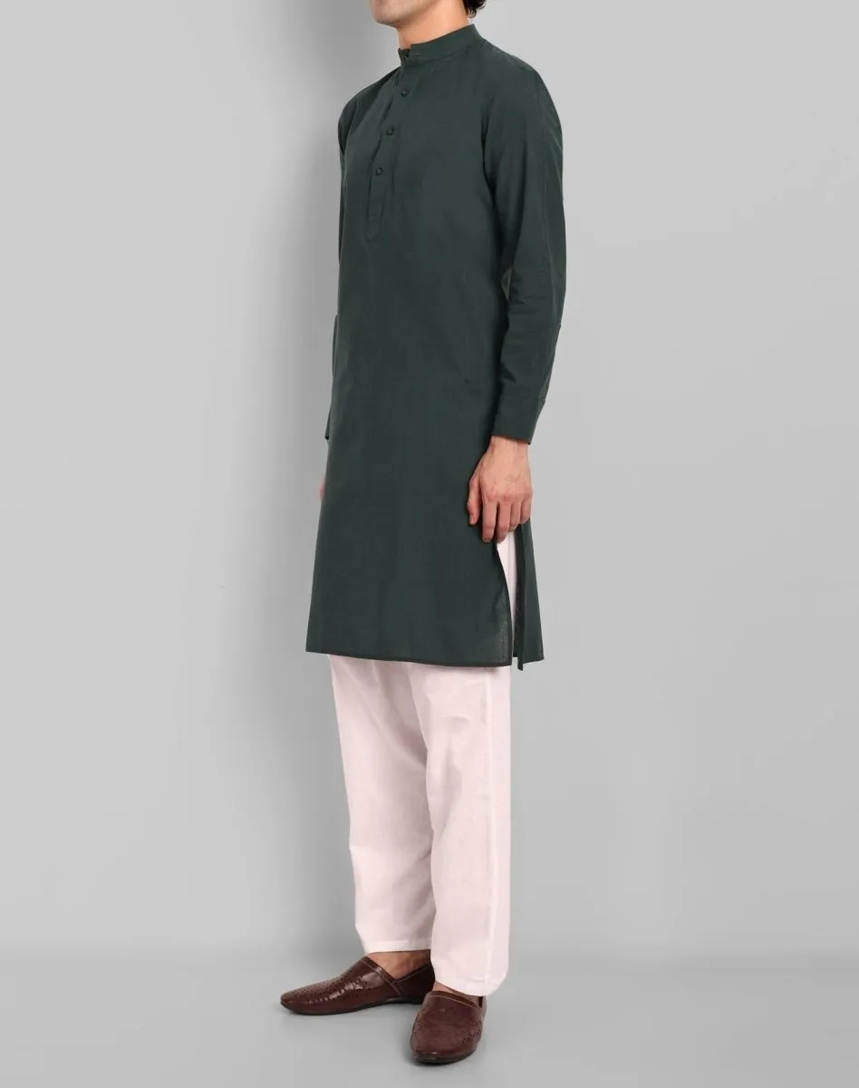 MEN'S BOTTLE GREEN KURTA & PAJAMA SET