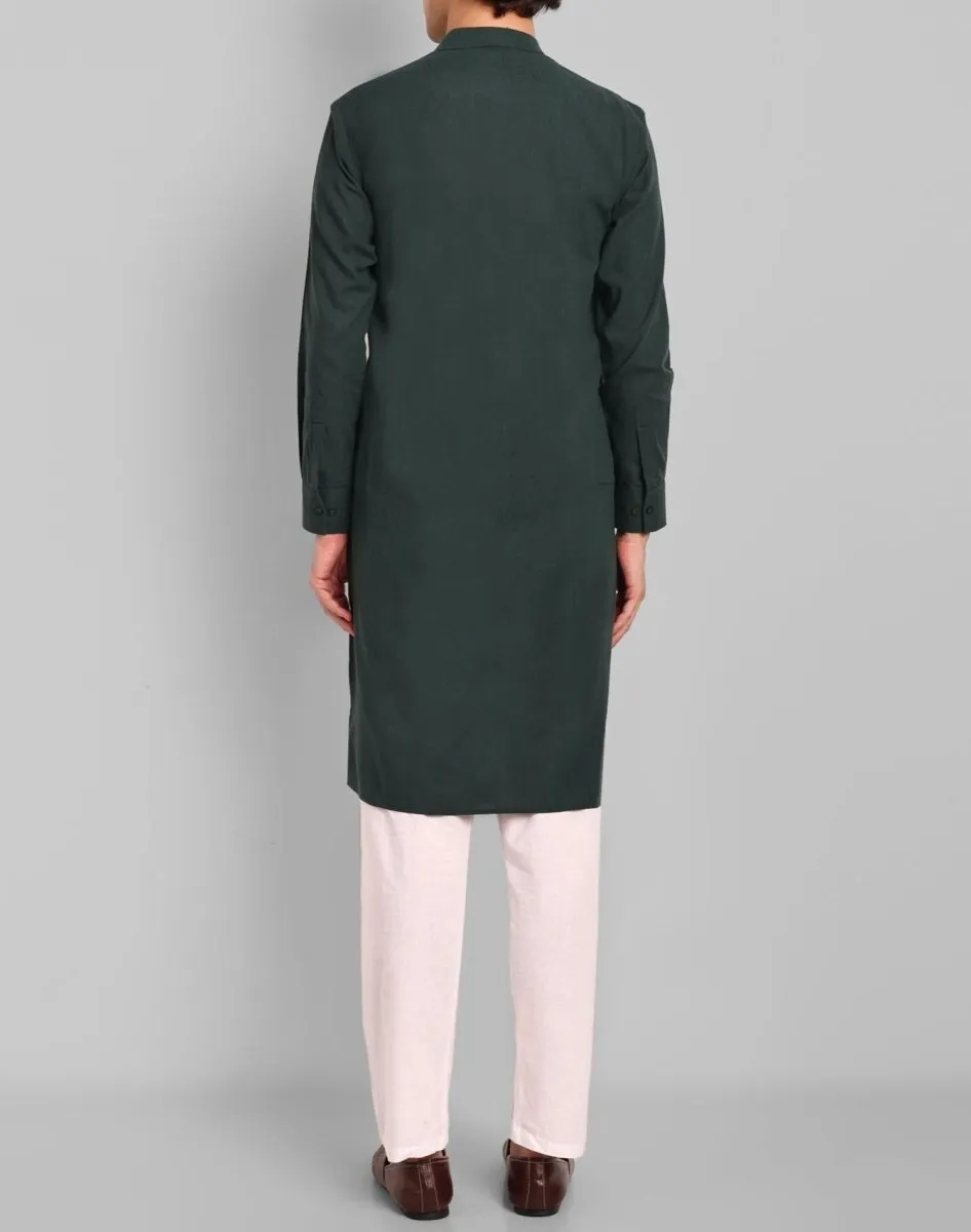 MEN'S BOTTLE GREEN KURTA & PAJAMA SET