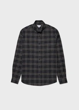 Men's Button Down Flannel Shirt in Sandstone Check