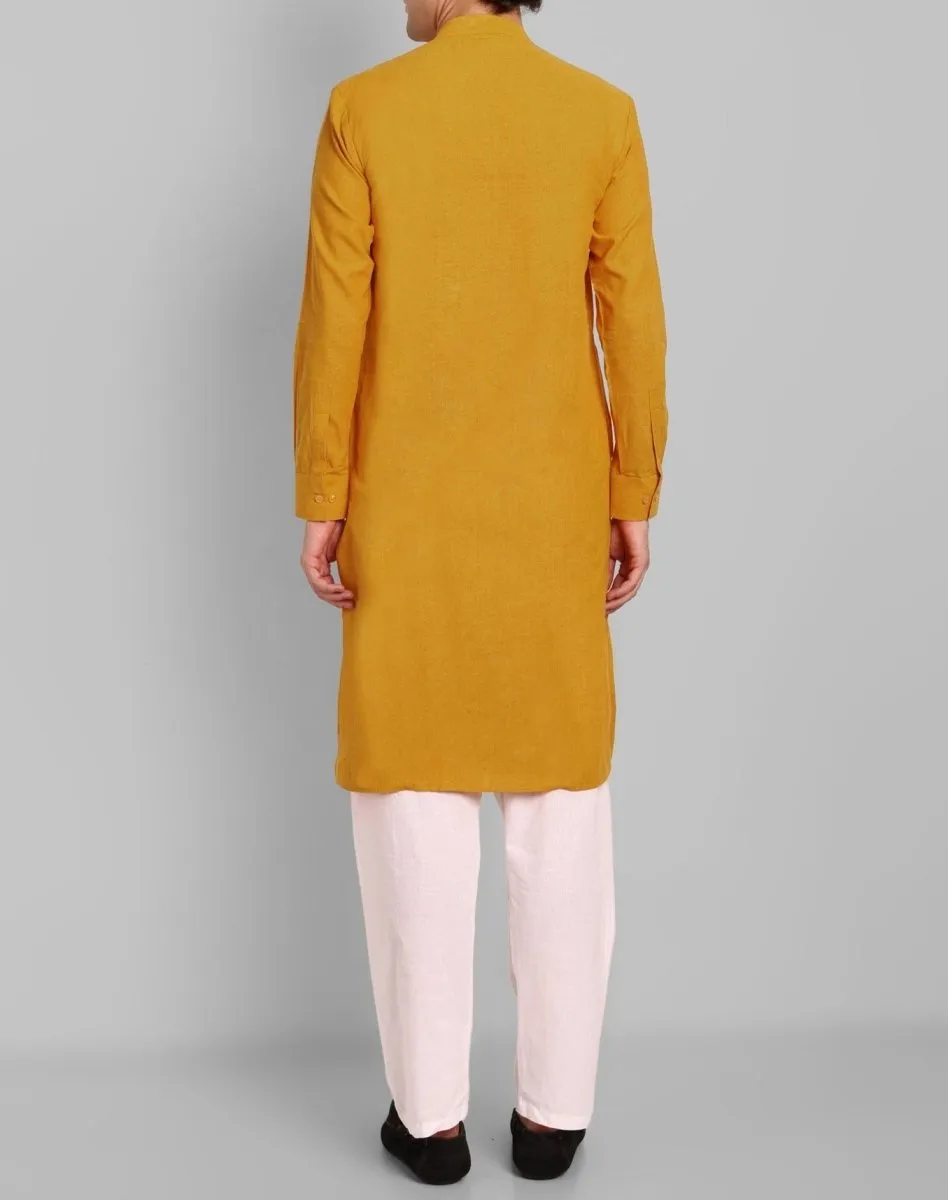 MEN'S MASTARD KURTA PANT SET