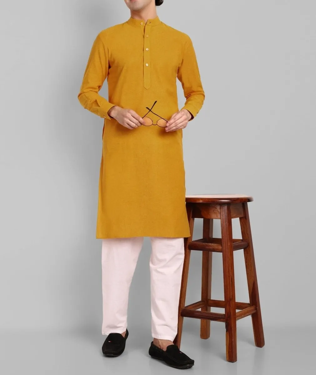 MEN'S MASTARD KURTA PANT SET