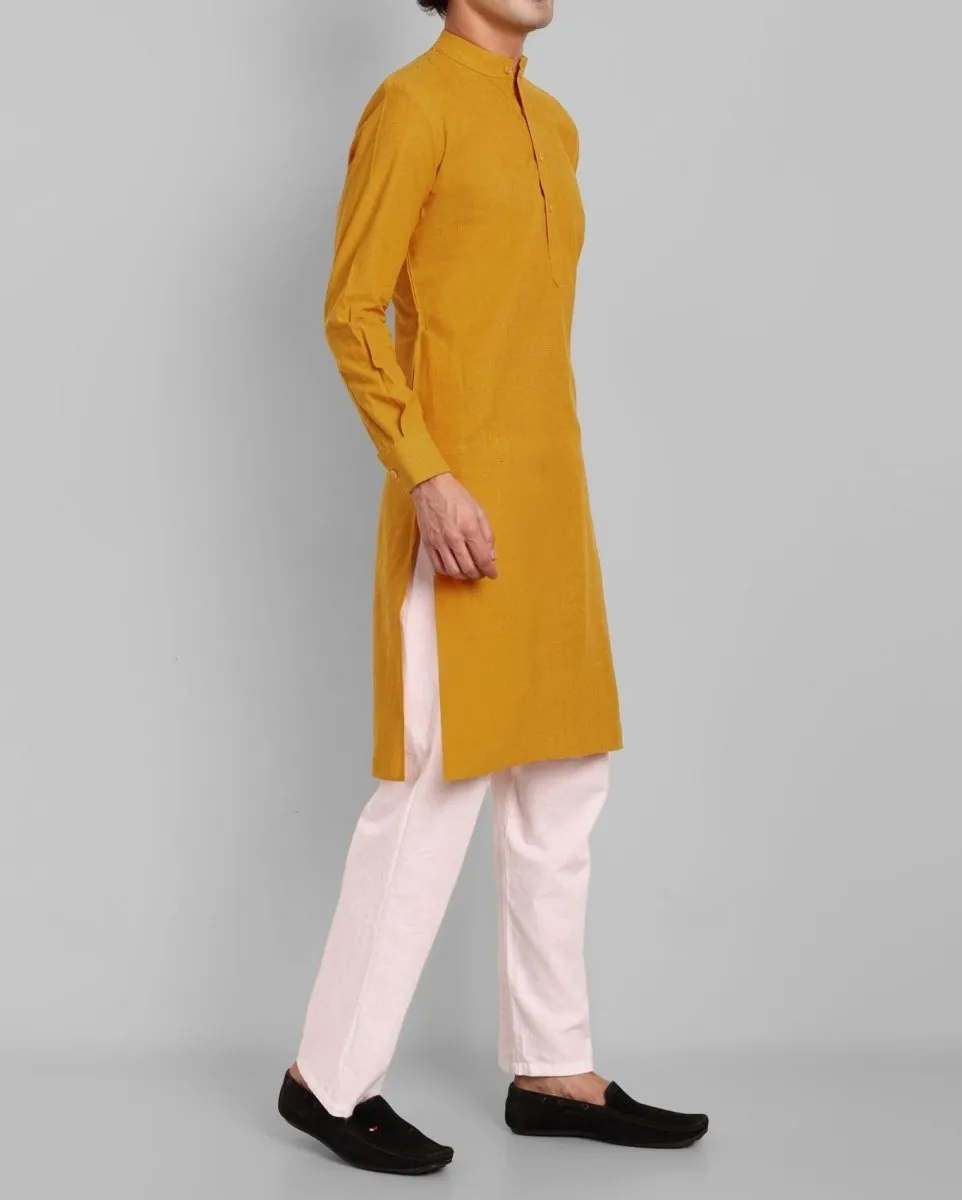 MEN'S MASTARD KURTA PANT SET