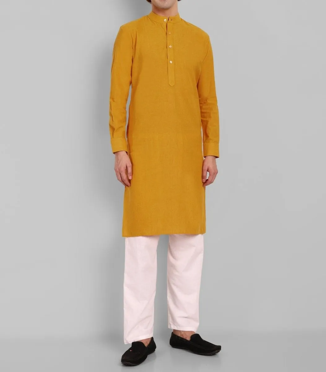 MEN'S MASTARD KURTA PANT SET