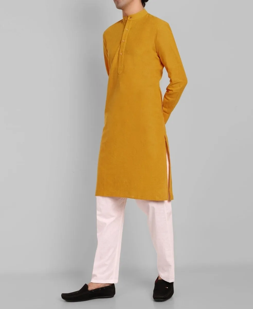 MEN'S MASTARD KURTA PANT SET