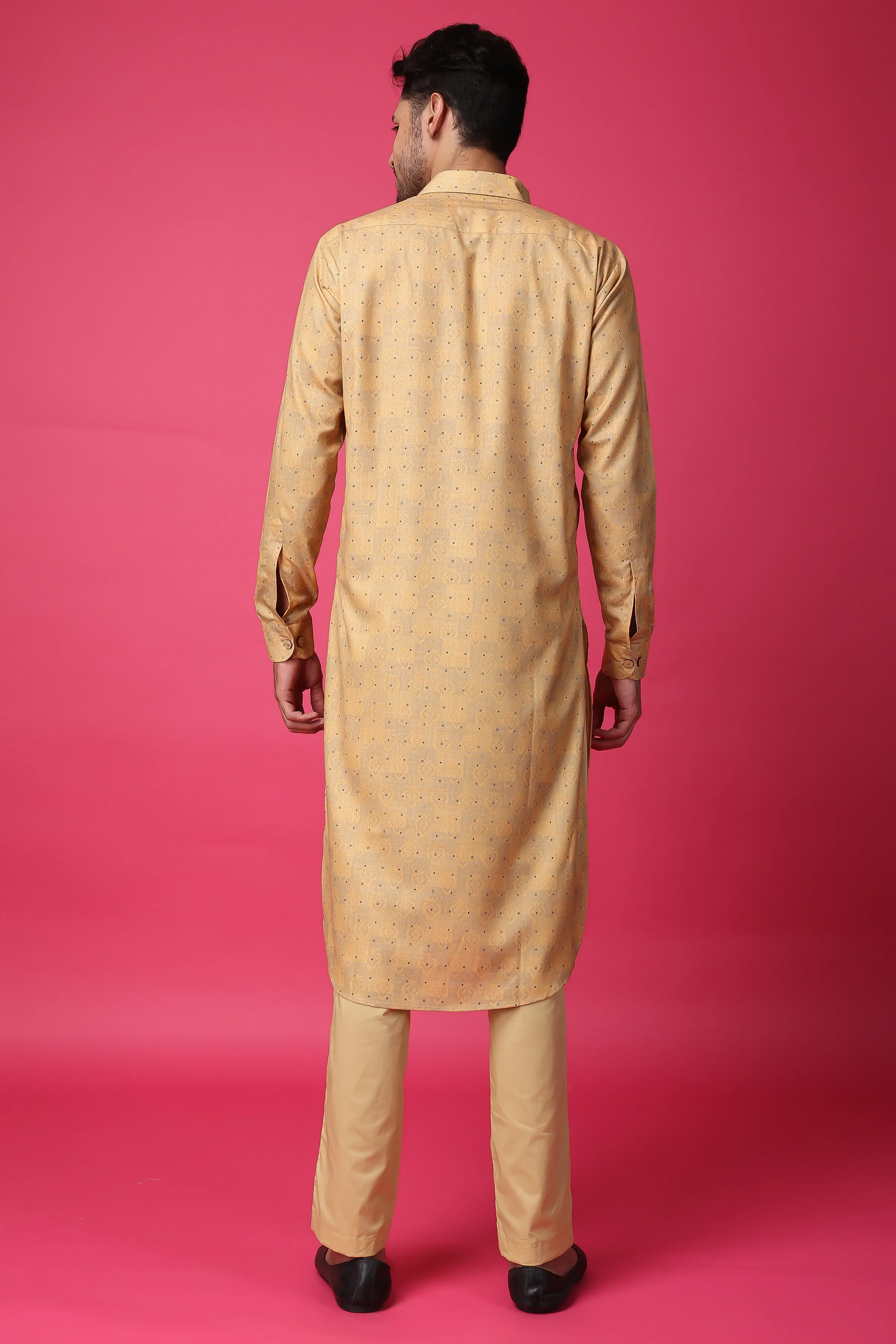 Mustard Gold Printed Kurta Pajama