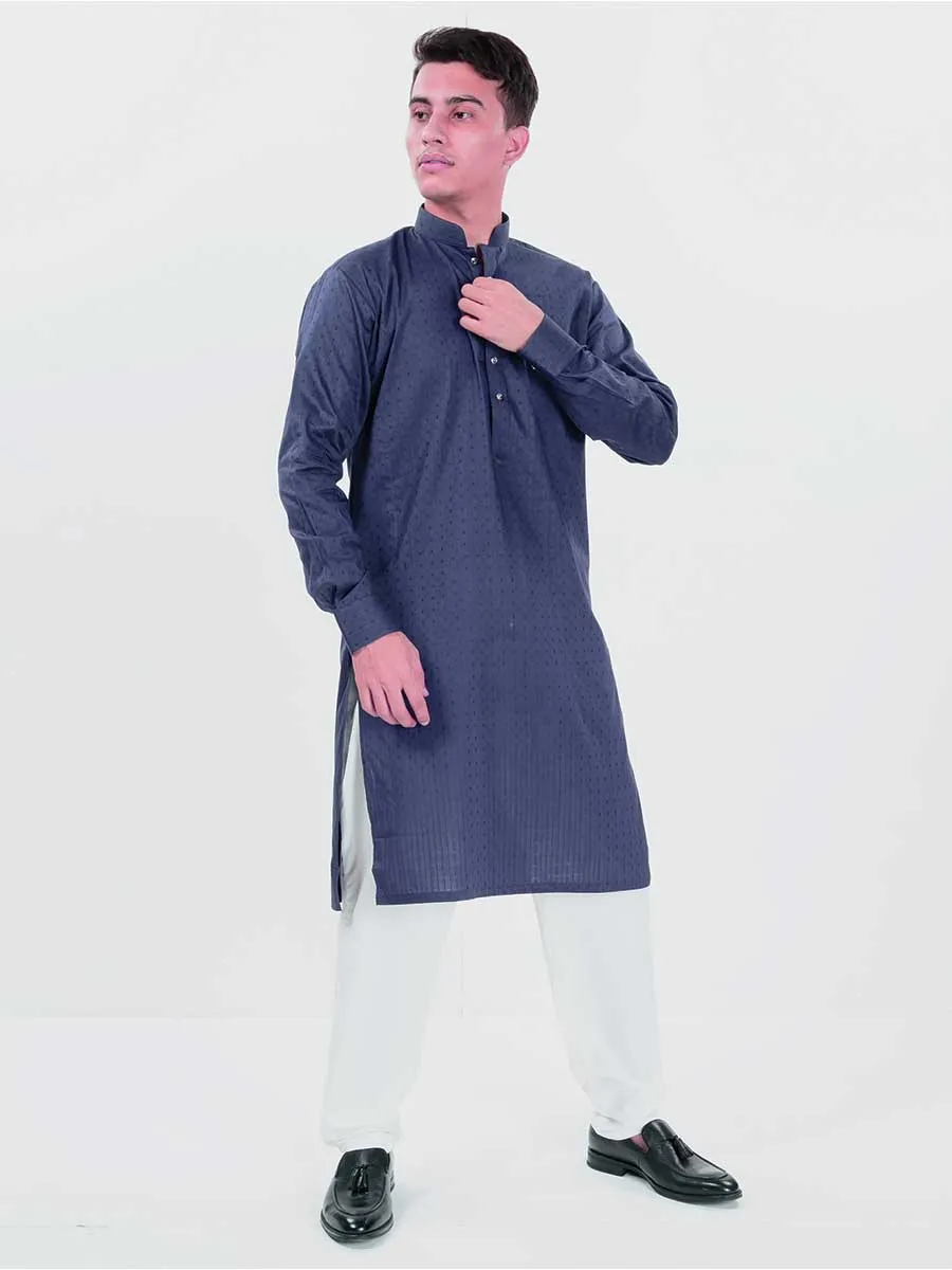 Nabeel & Aqeel Kurta Slim Jacquard Grey  Men NKURJ031