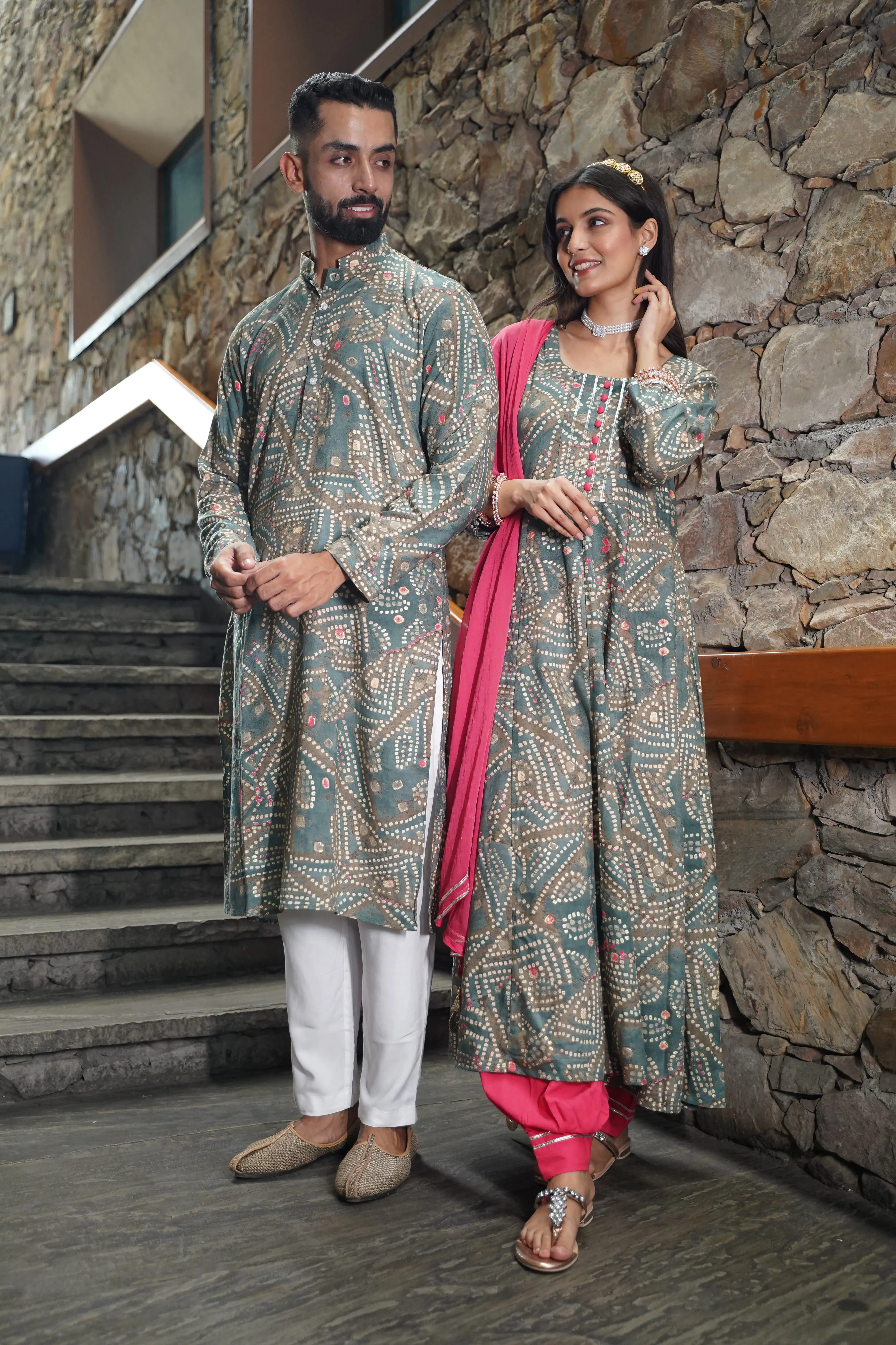 Neutrals Aglow Foiled Kurta Pajama