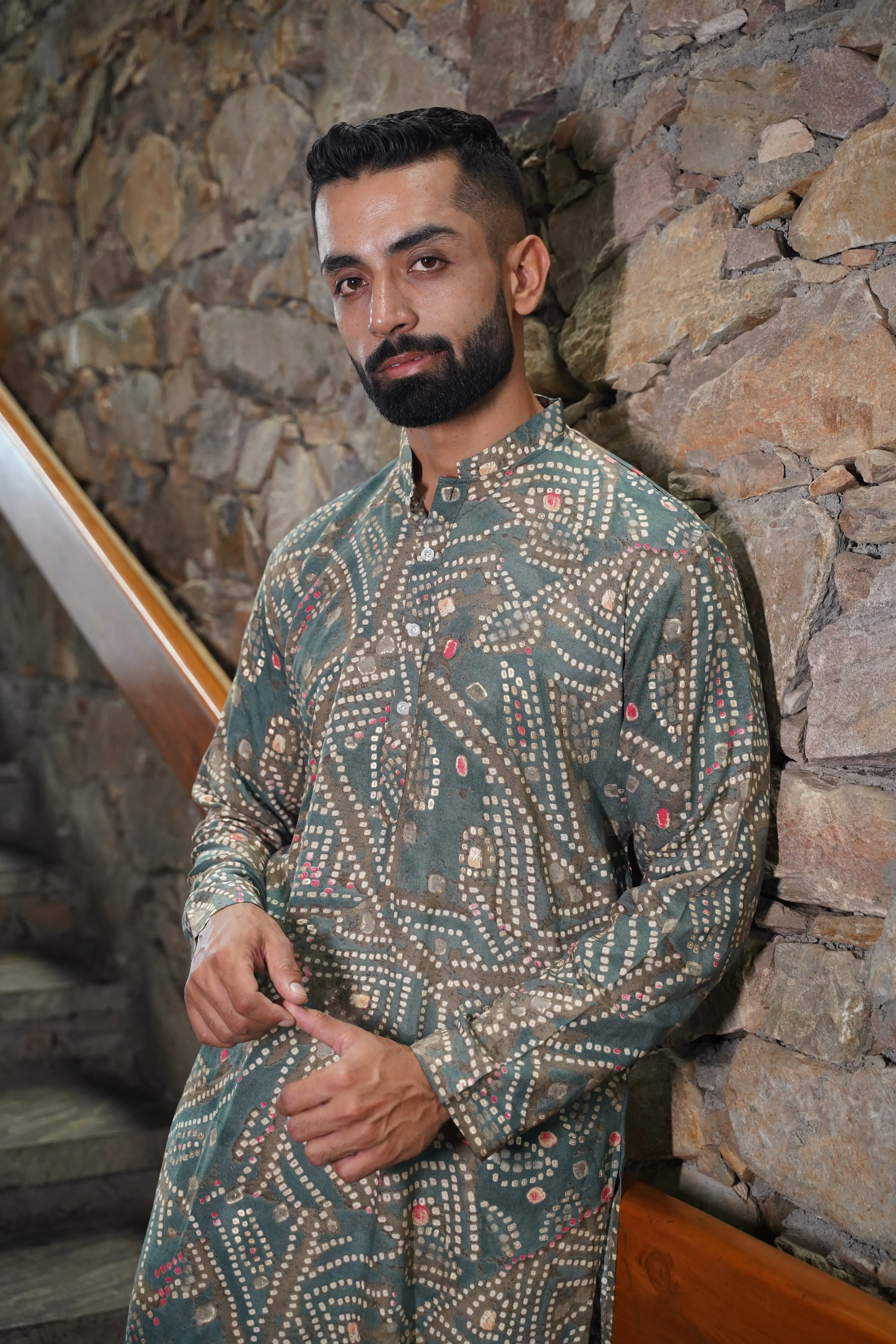 Neutrals Aglow Foiled Kurta Pajama