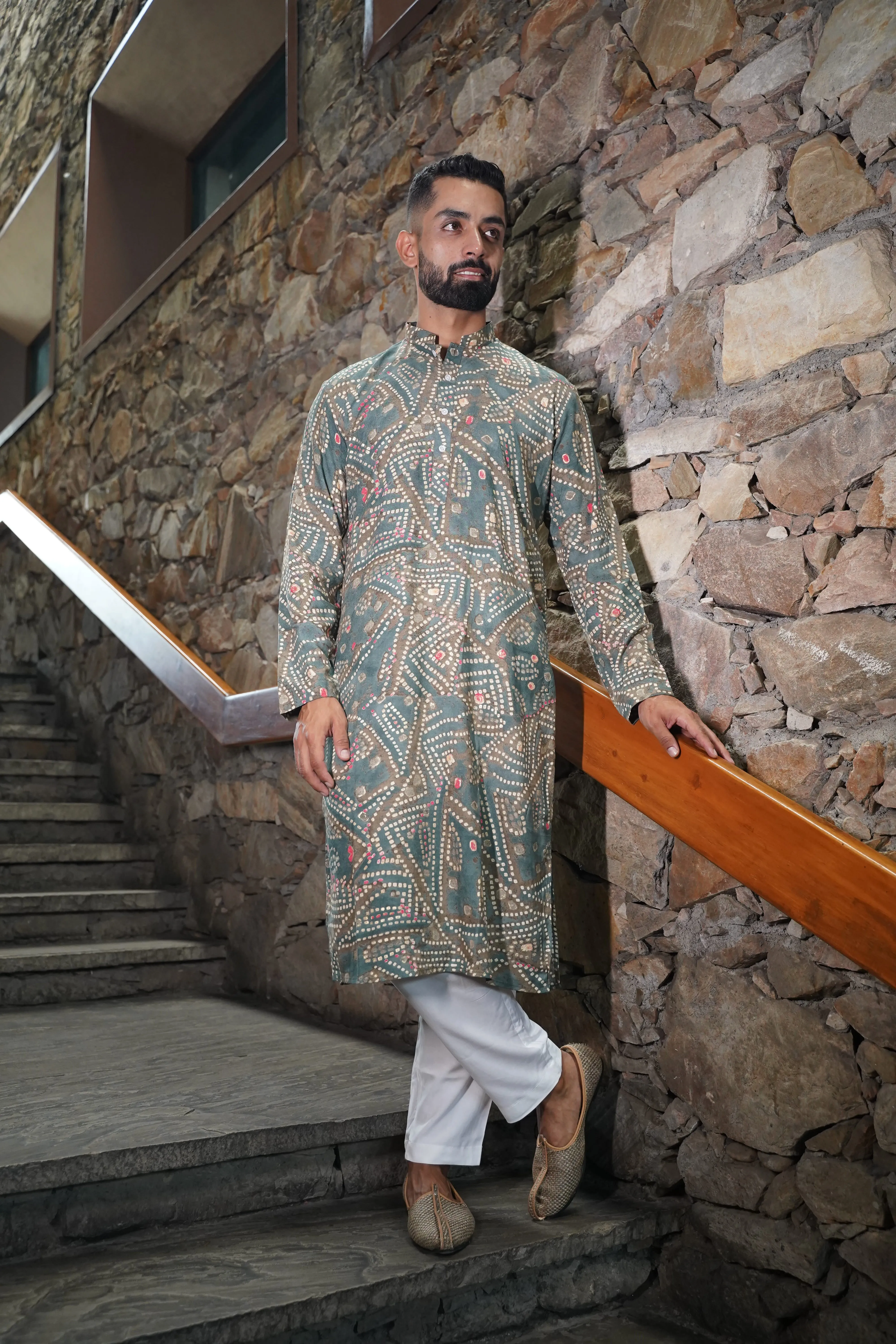 Neutrals Aglow Foiled Kurta Pajama