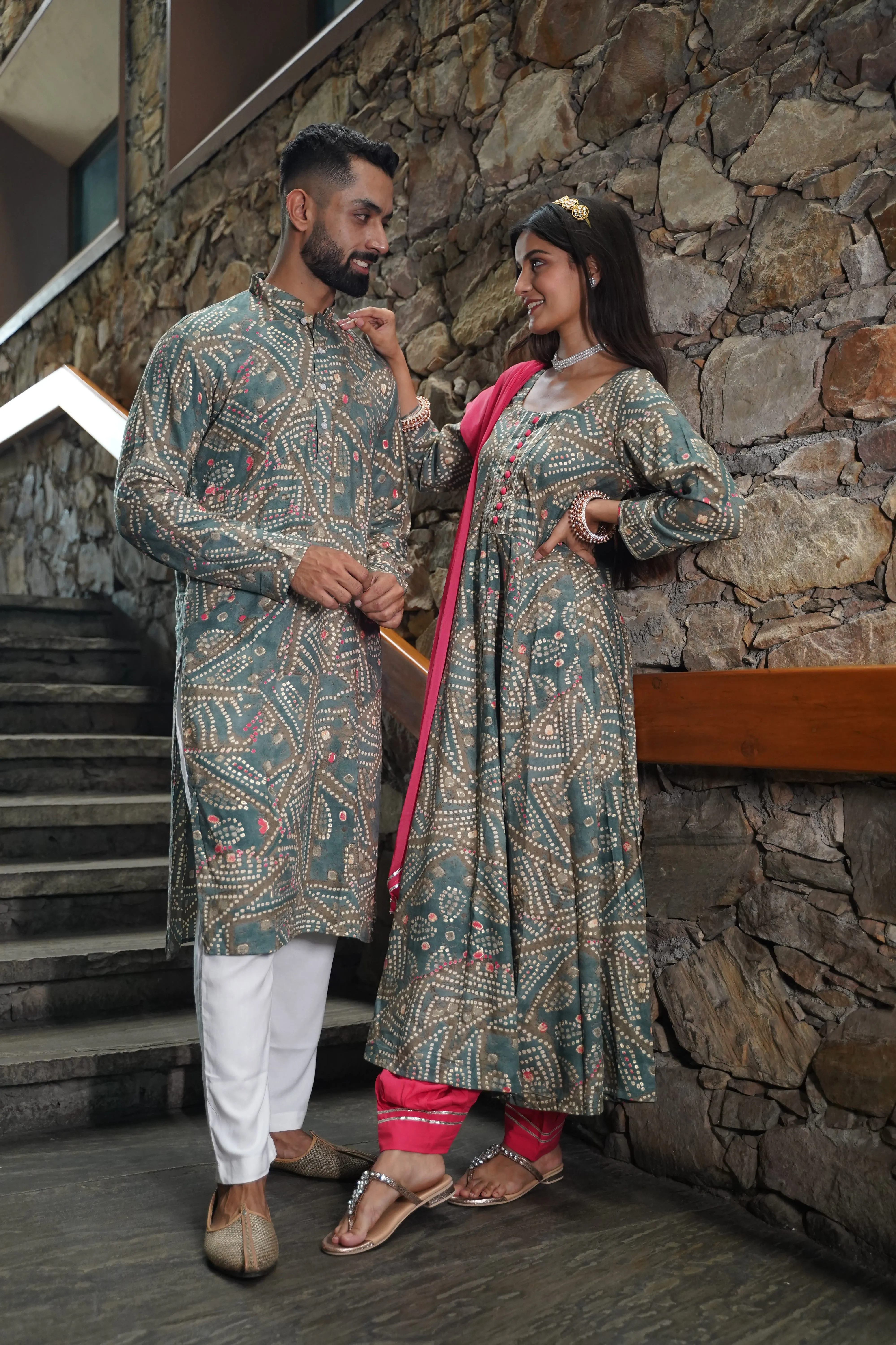 Neutrals Aglow Foiled Kurta Pajama