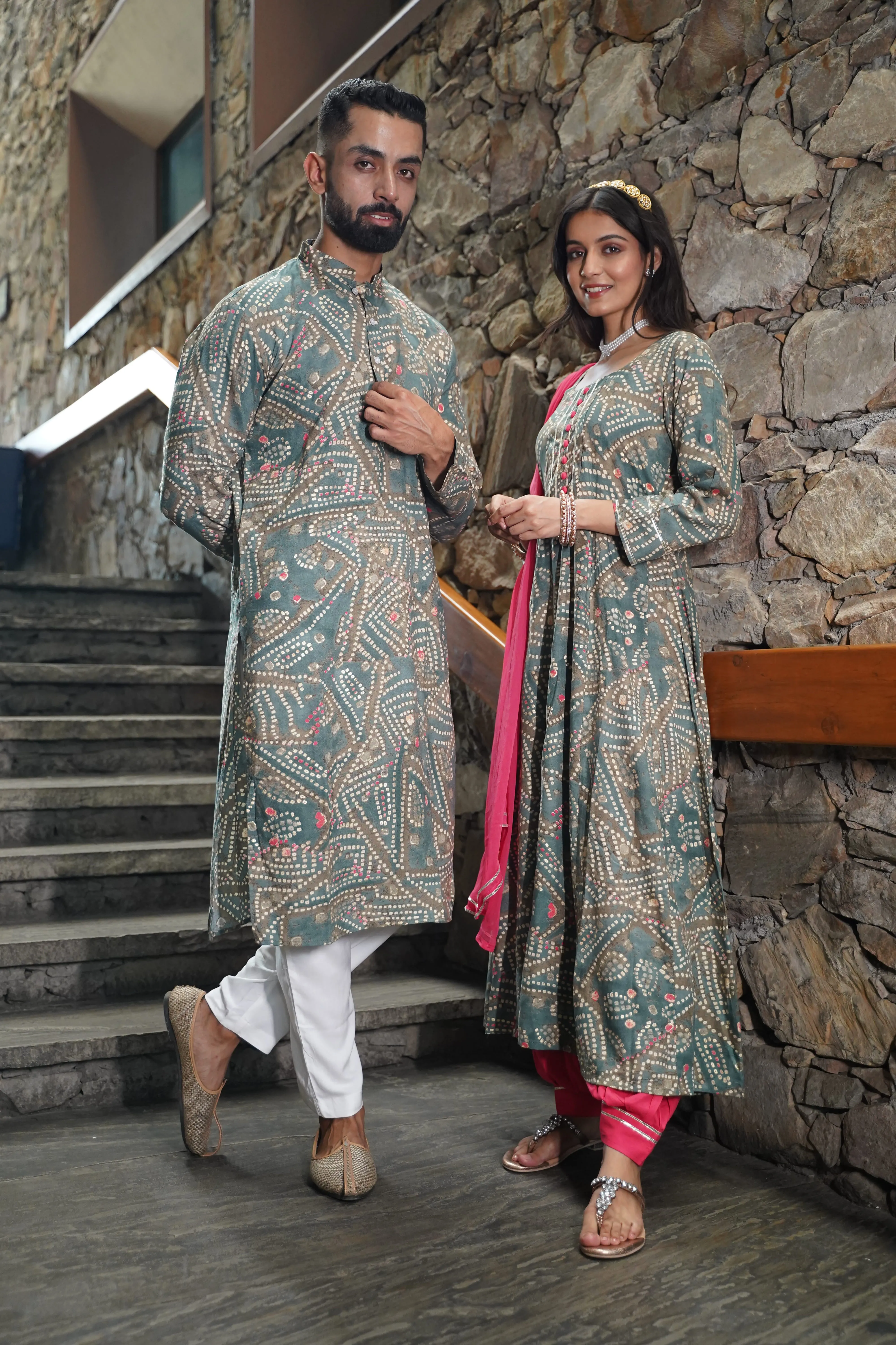 Neutrals Aglow Foiled Kurta Pajama