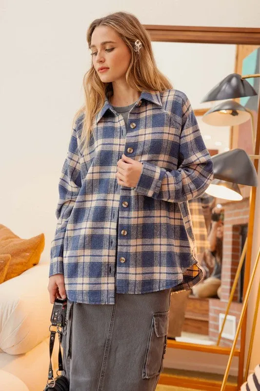 OLLIE OVERSIZED COLLARED LONG SLEEVE BUTTON DOWN SHIRT