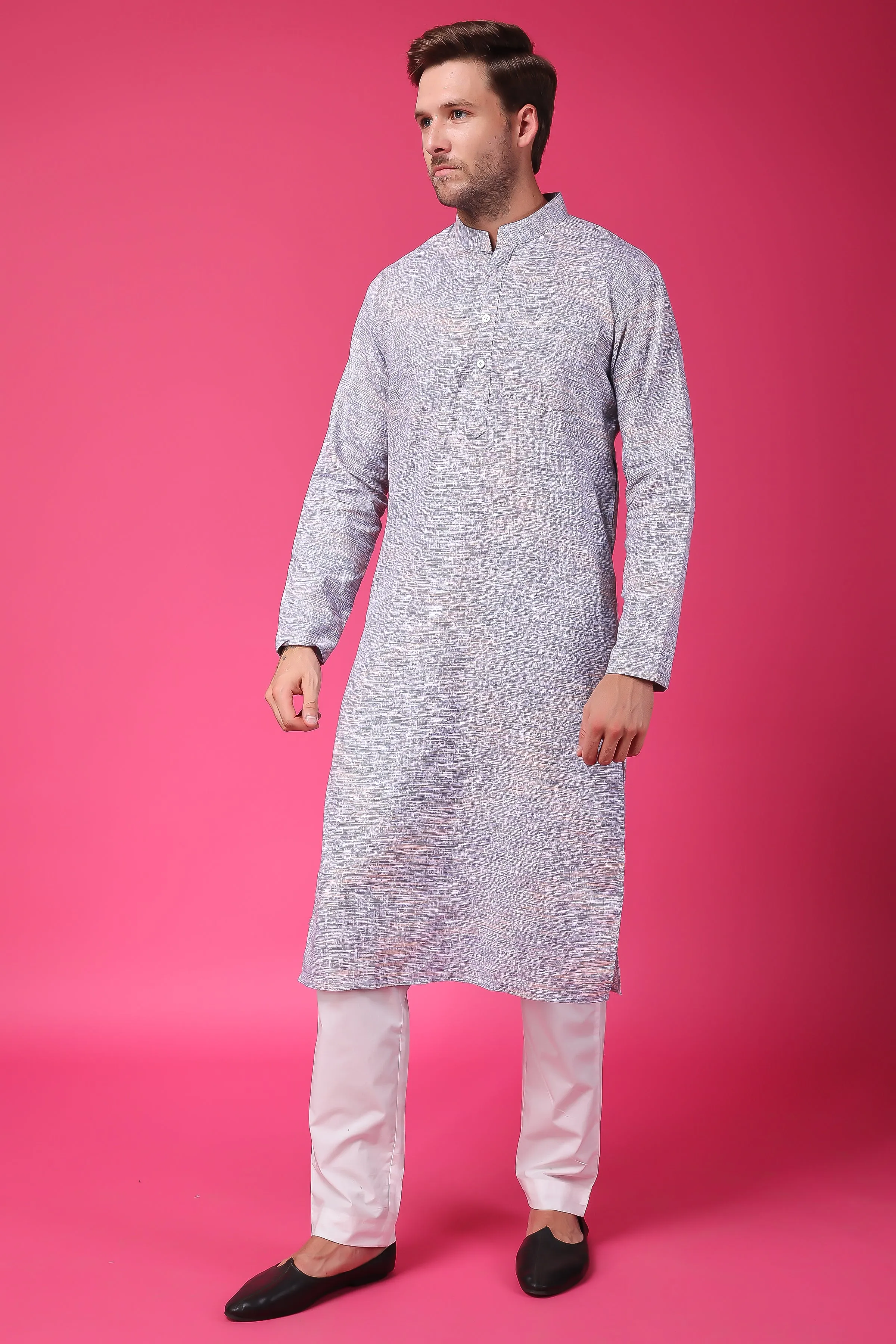 Opulent Grey Linen Kurta Pajama