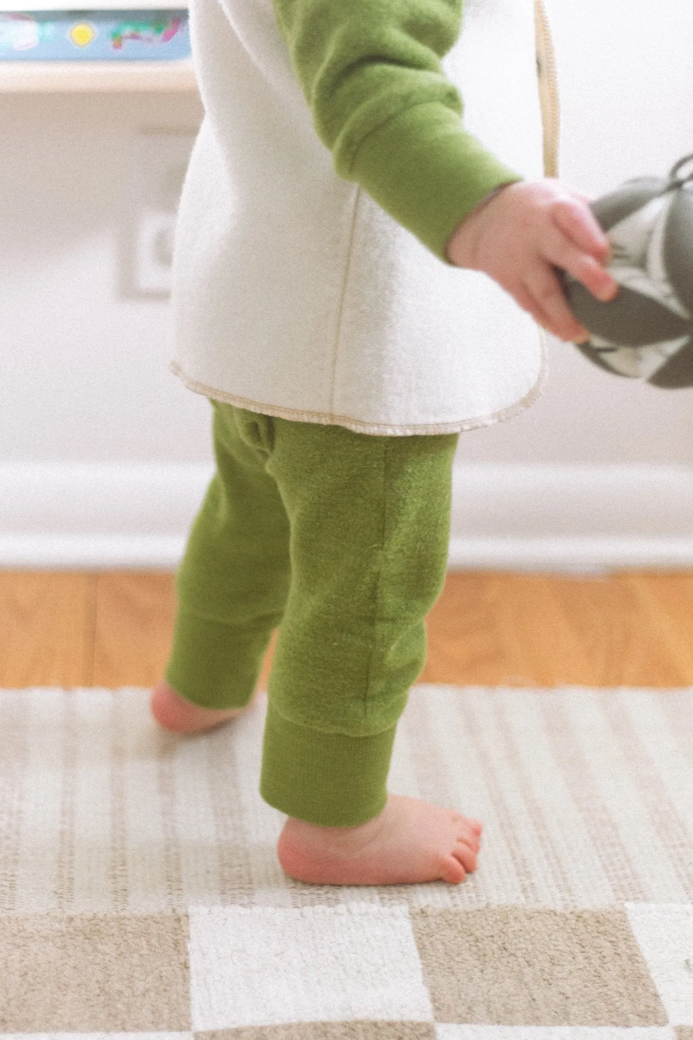 organic merino wool terry one piece pajama in green - baby/toddler