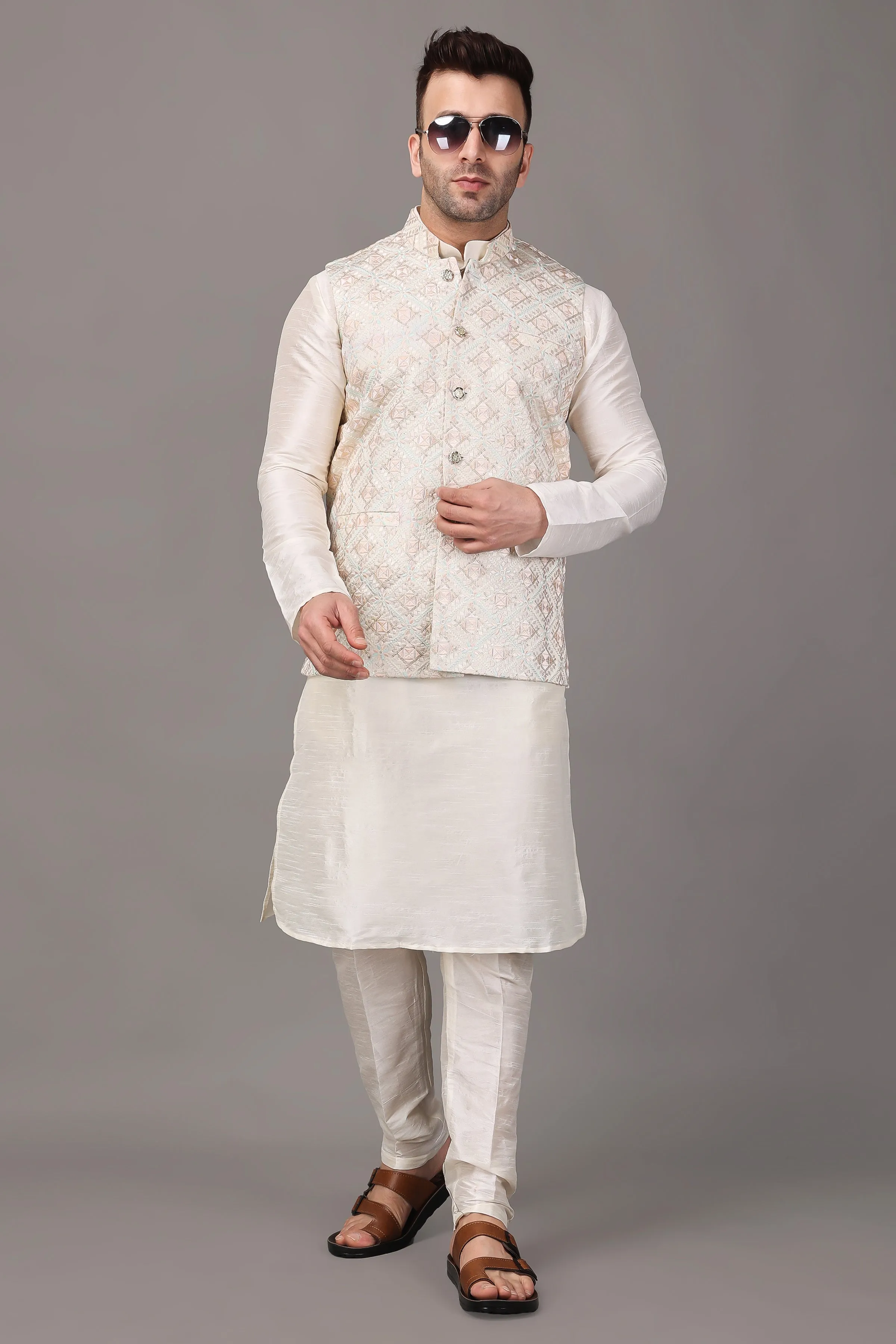 Pastel Sparkle Kurta Vasket Set