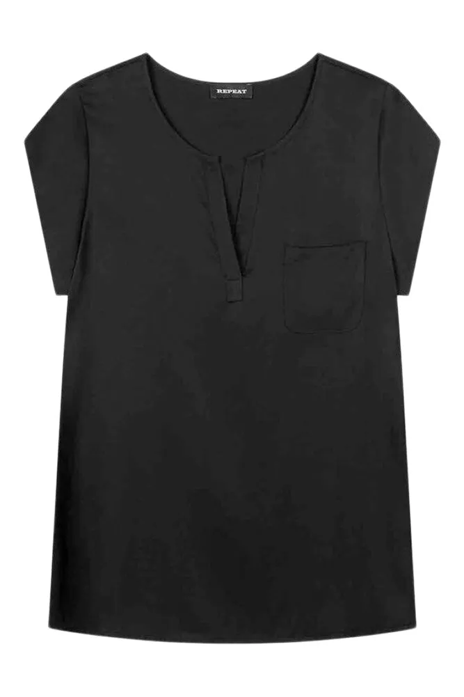 Repeat Cashmere Silk Top with Chest Pocket