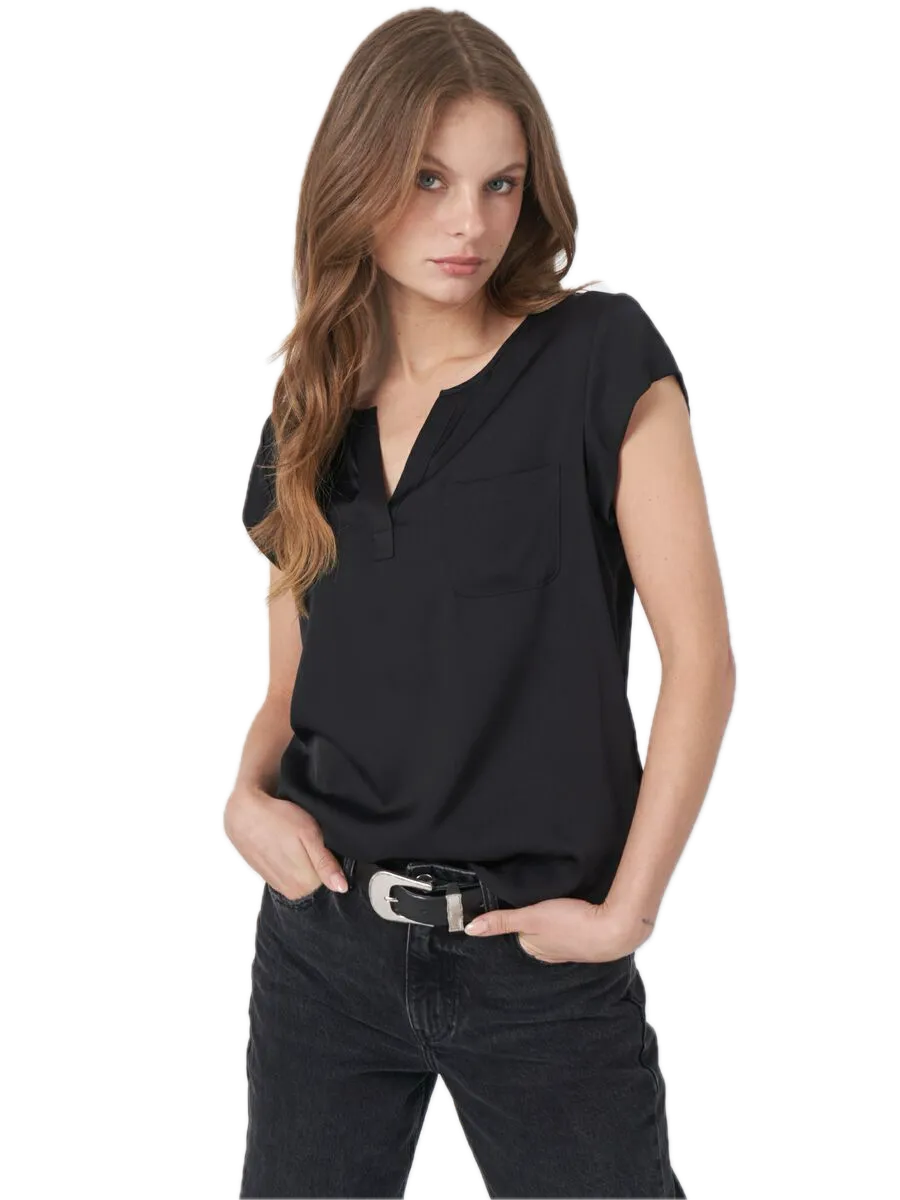 Repeat Cashmere Silk Top with Chest Pocket