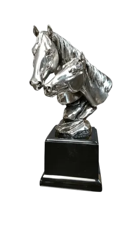 Richard Cooper Mare and Foal Nickel Resin Sculpture