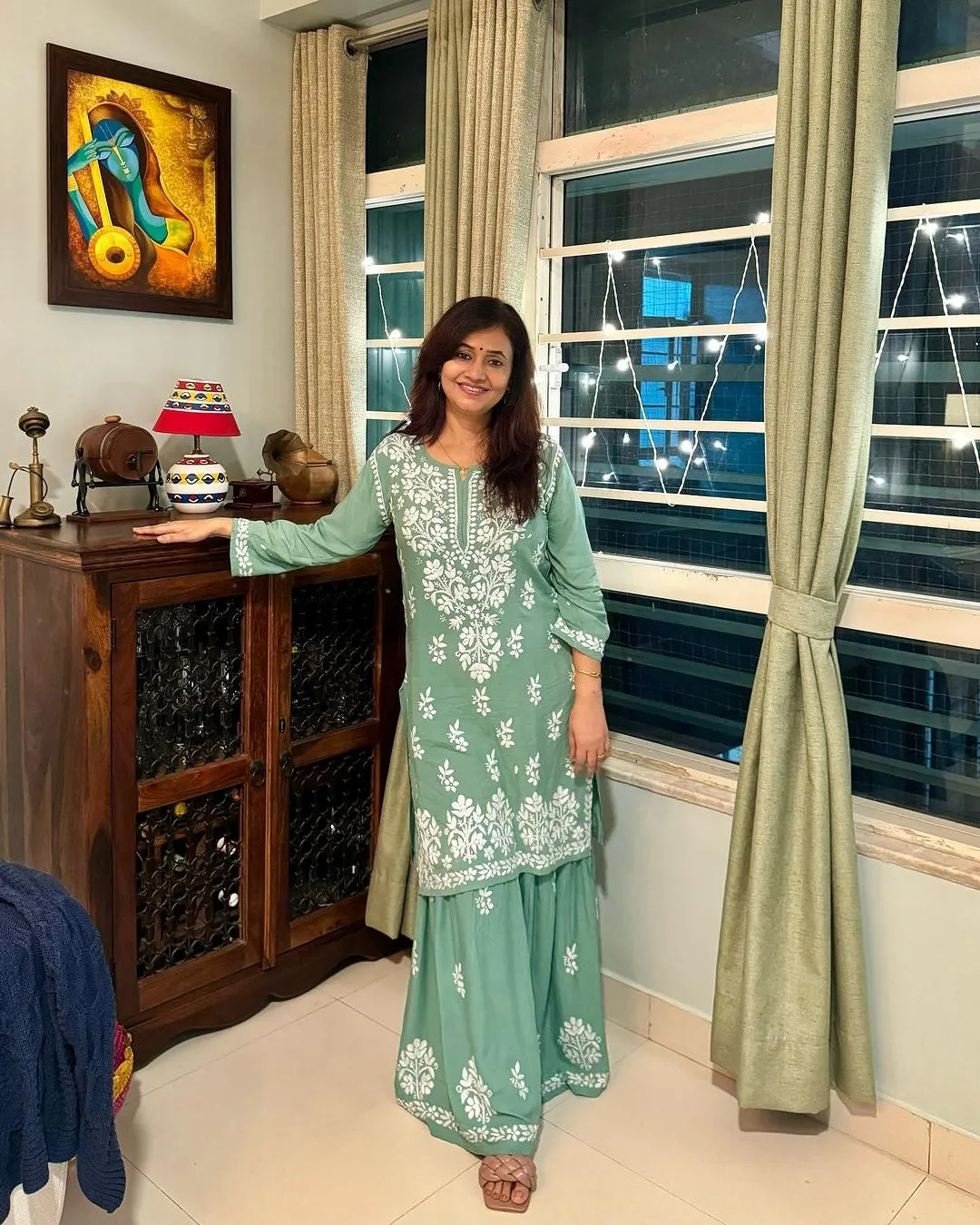 Ritu Modal Chikankari Gharara Set