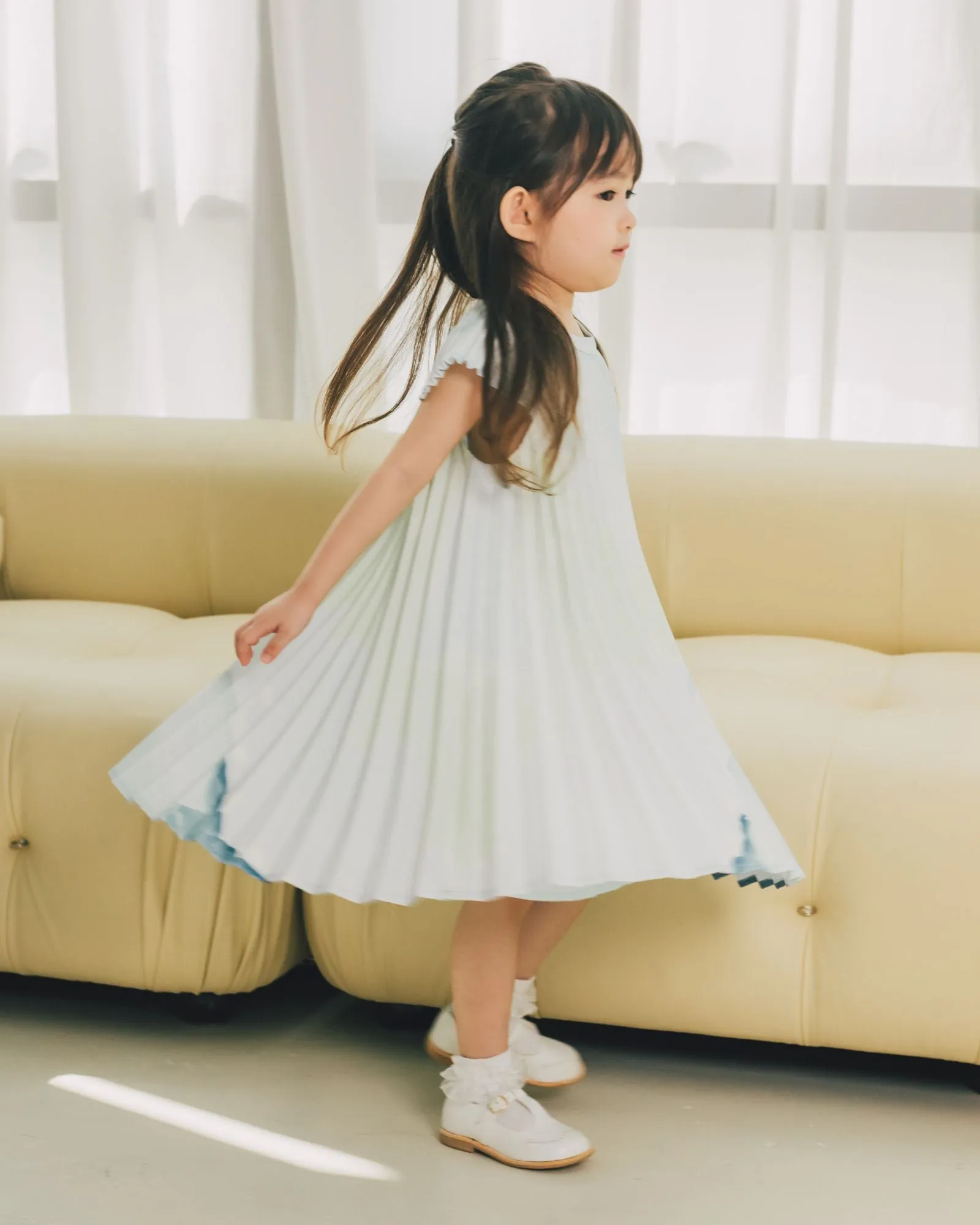 Serene Voyage Butterfly Pleated Dress