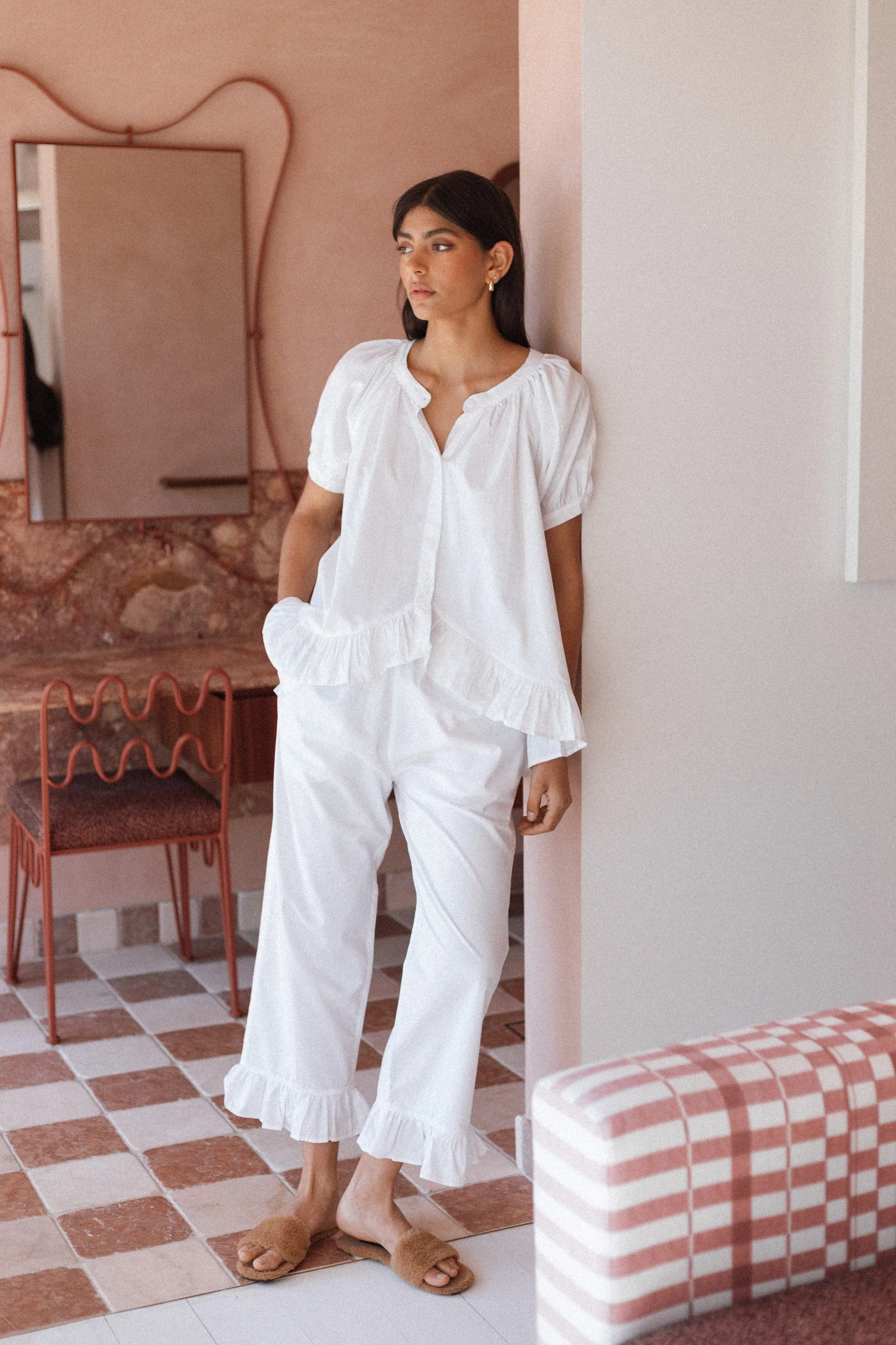 Sophie Sleep Set - Pants - Cotton Modal - White