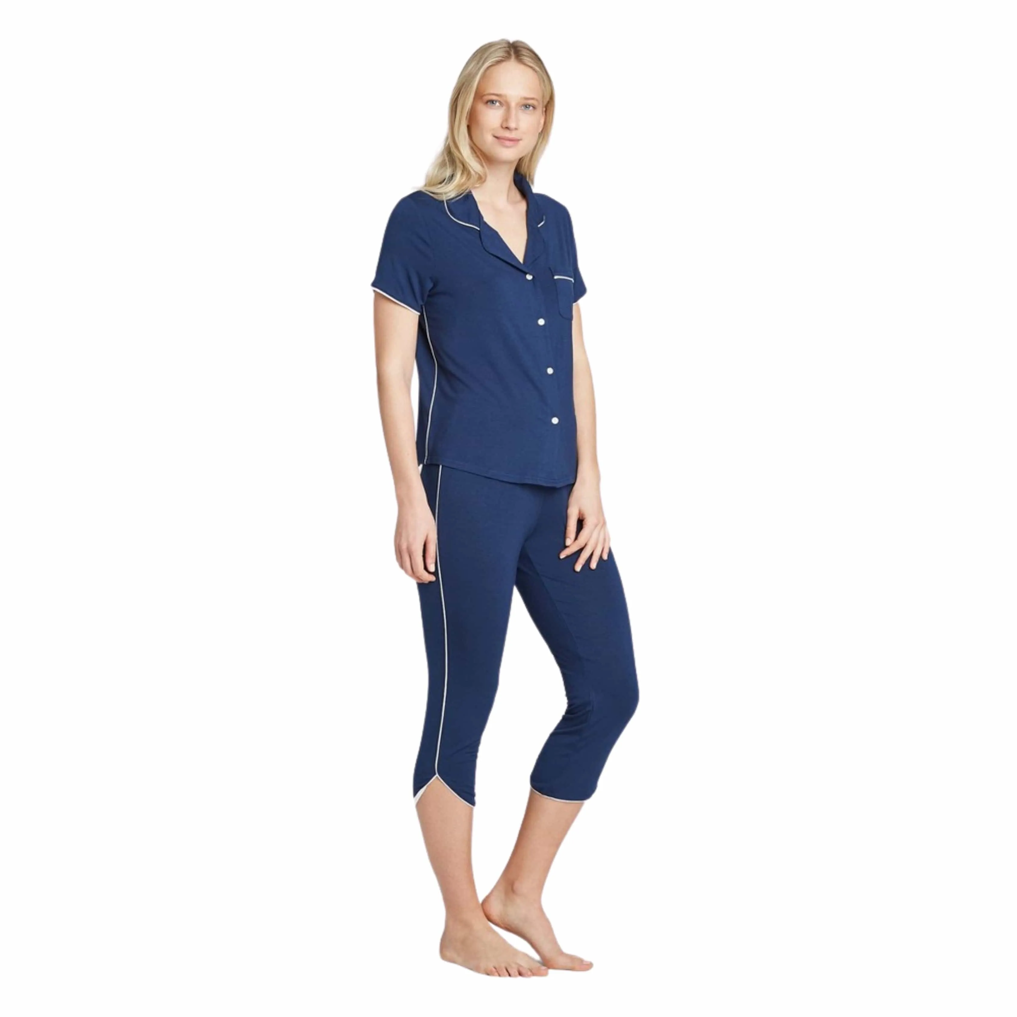 STARS ABOVE - Soft Notch Collar Cropped Pajama Set