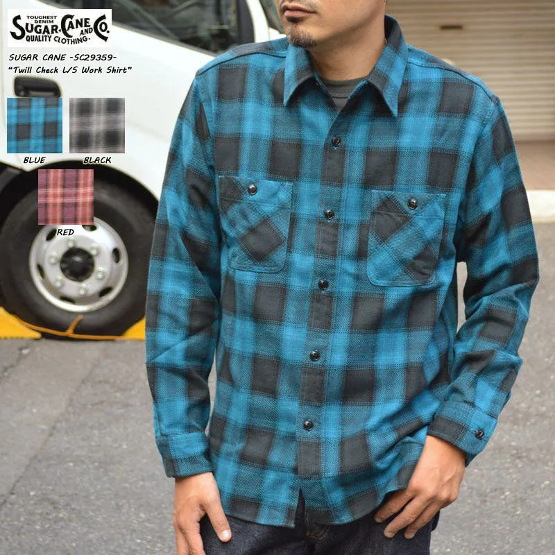 SUGAR CANE "SC29359" TWILL CHECK L/S WORK SHIRT