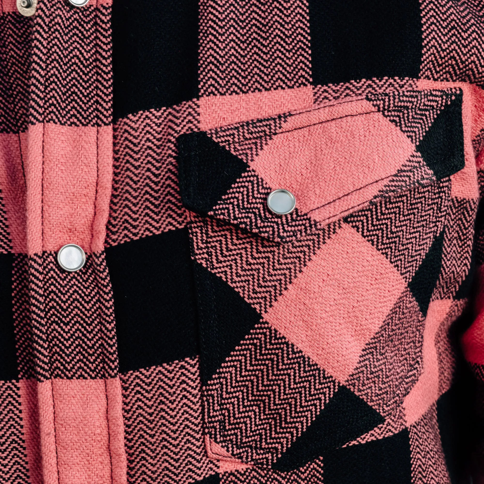 The Flat Head Block Check Western Shirt Pink/ Black NEW