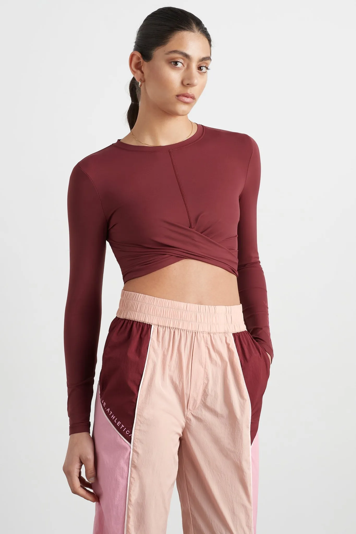 Twist Front Long Sleeve Crop Top 328