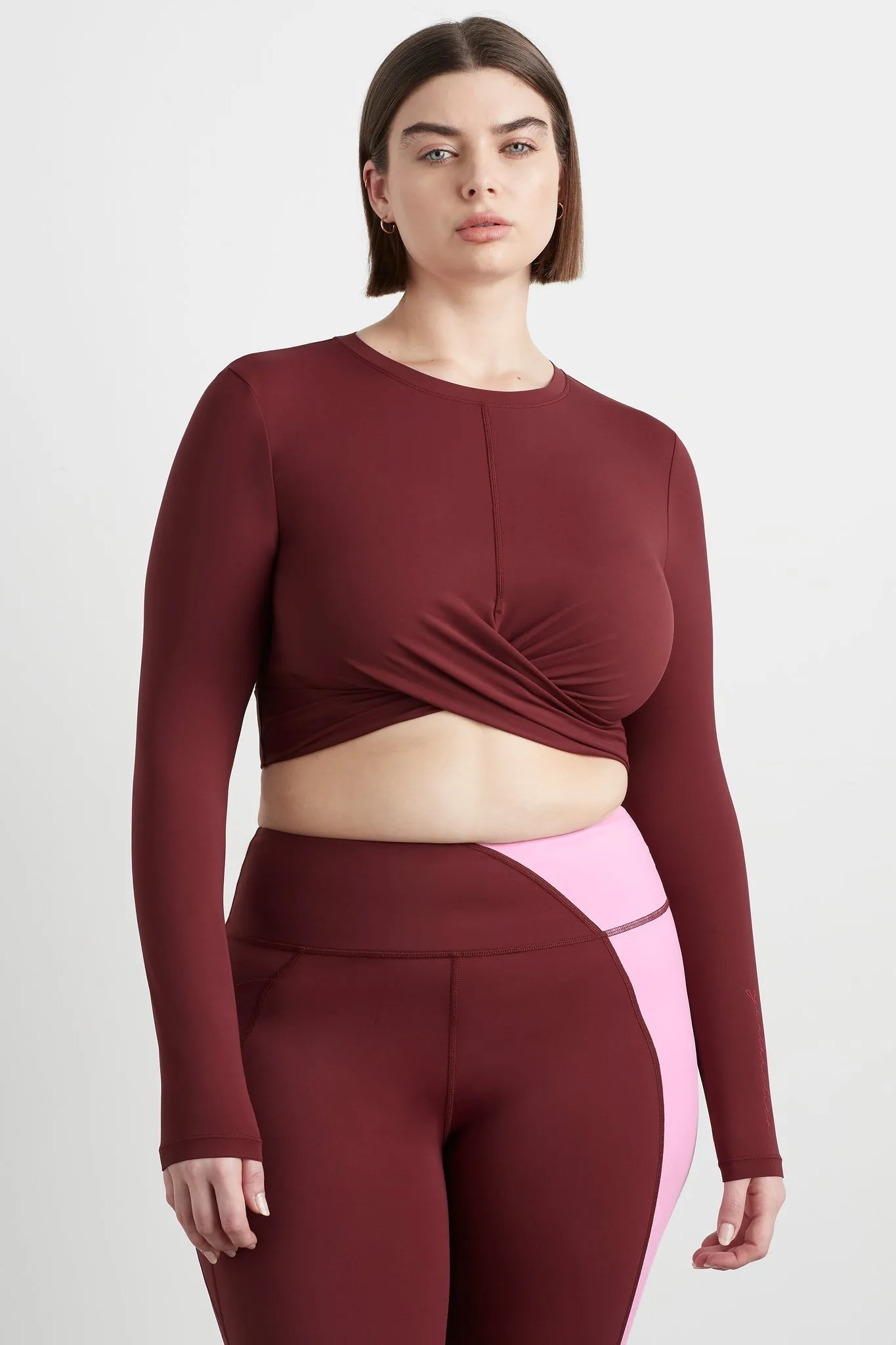 Twist Front Long Sleeve Crop Top 328