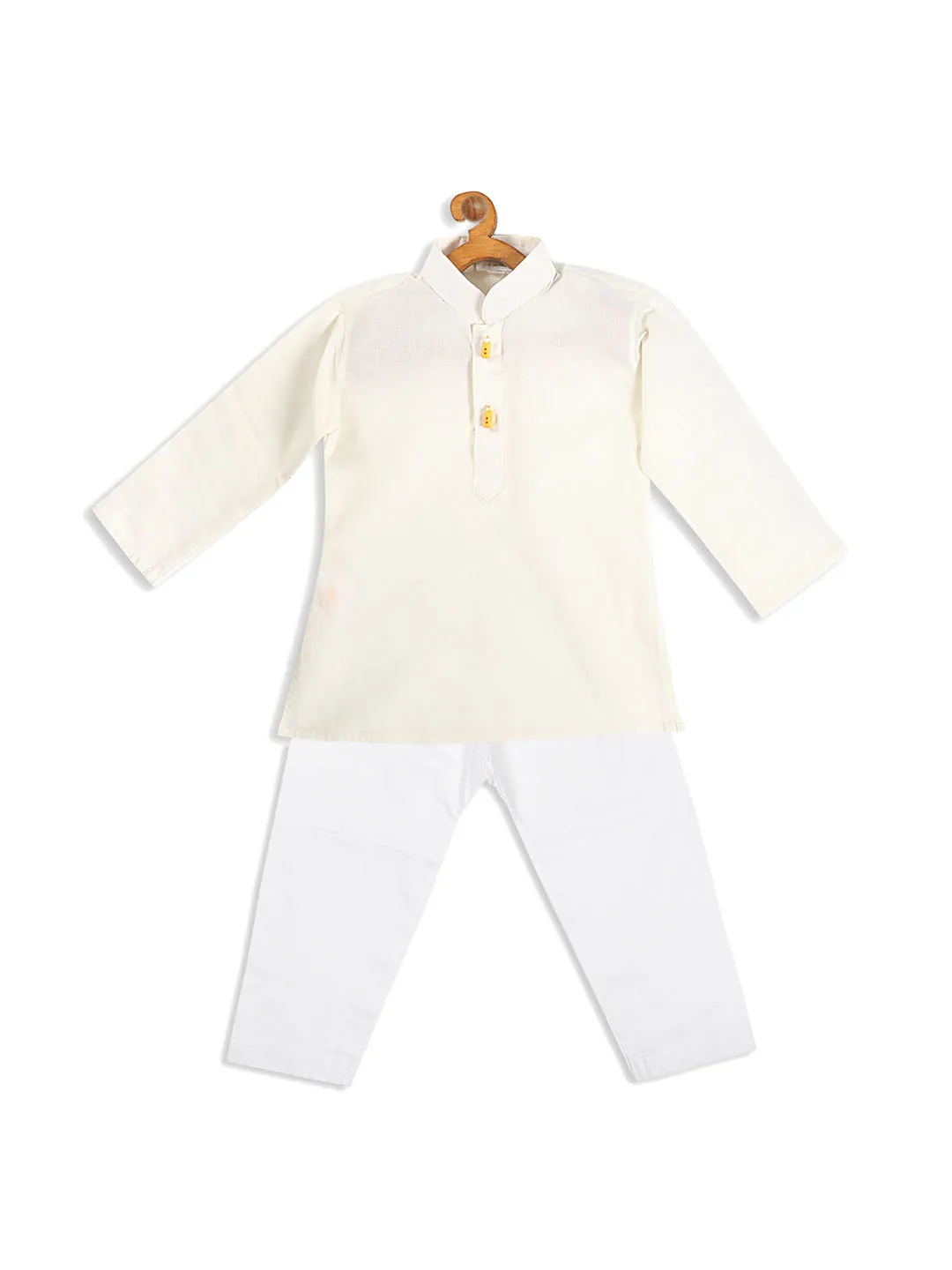 VASTRAMAY Boy's Cream-Colored Kurta with Pyjama Set