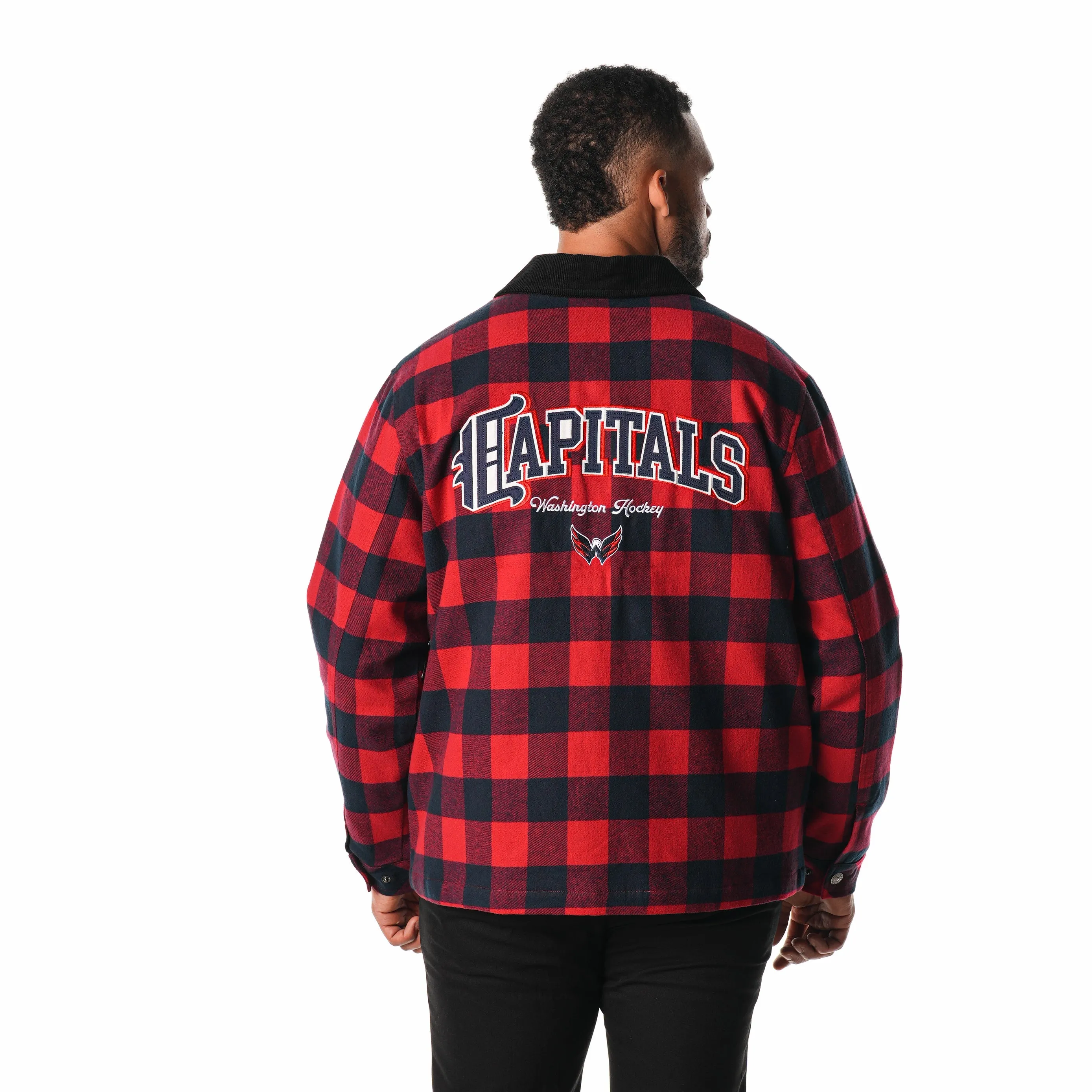 WASHINGTON CAPITALS FLANNEL ZIP FRONT JACKET - NAVY/RED