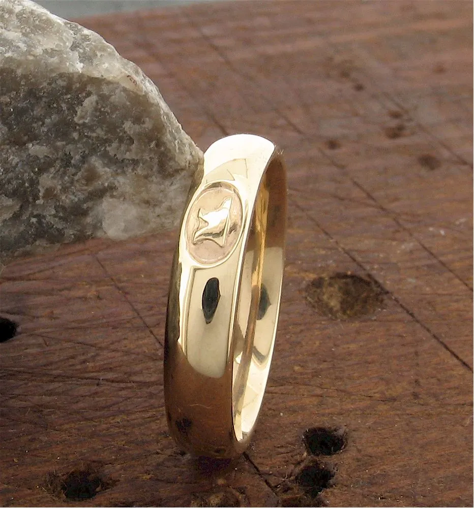 Wedding ring 3mm or 4mm Gretna Anvil narrow womens yellow gold court