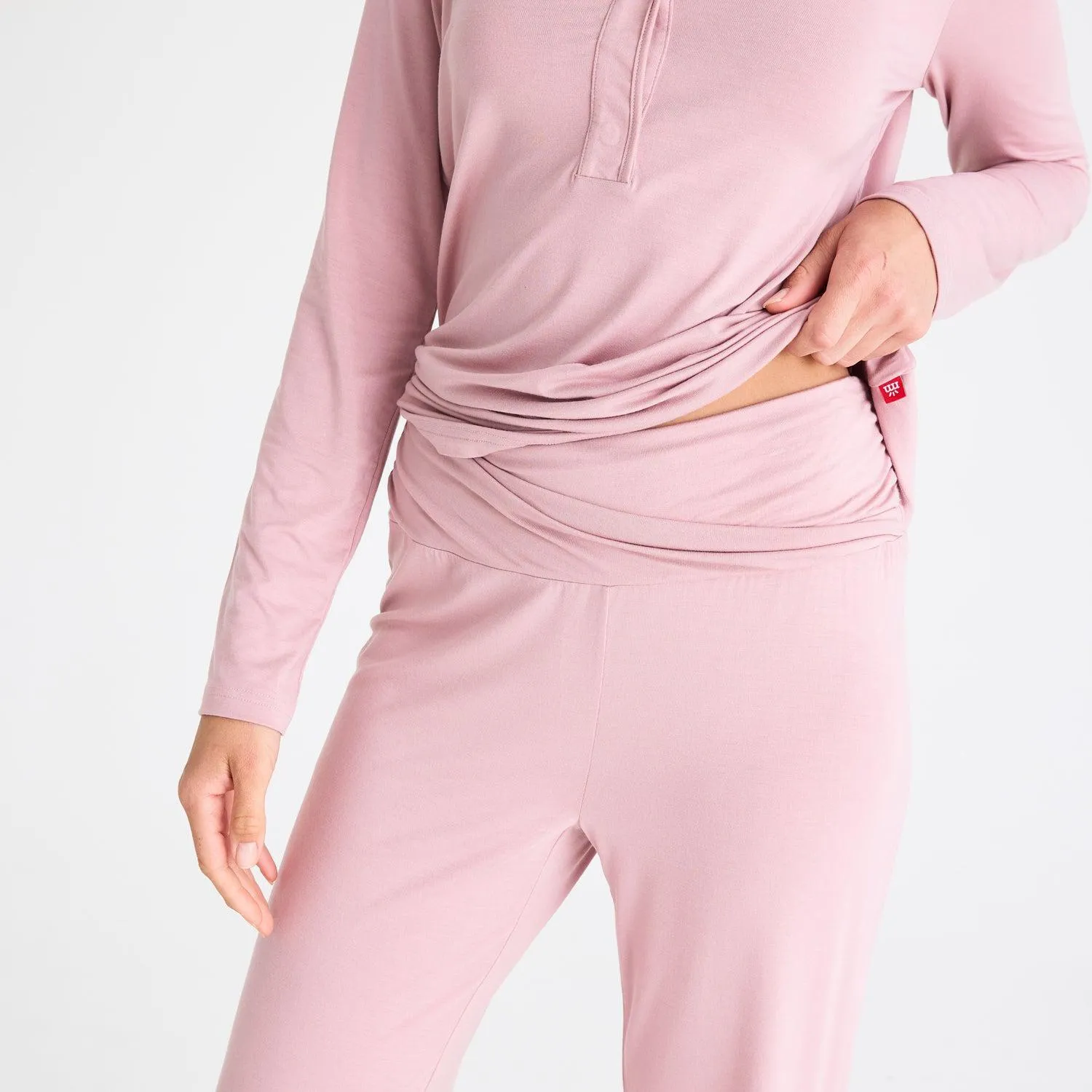 women's desert pink modal magnetic signature long sleeve pajama set