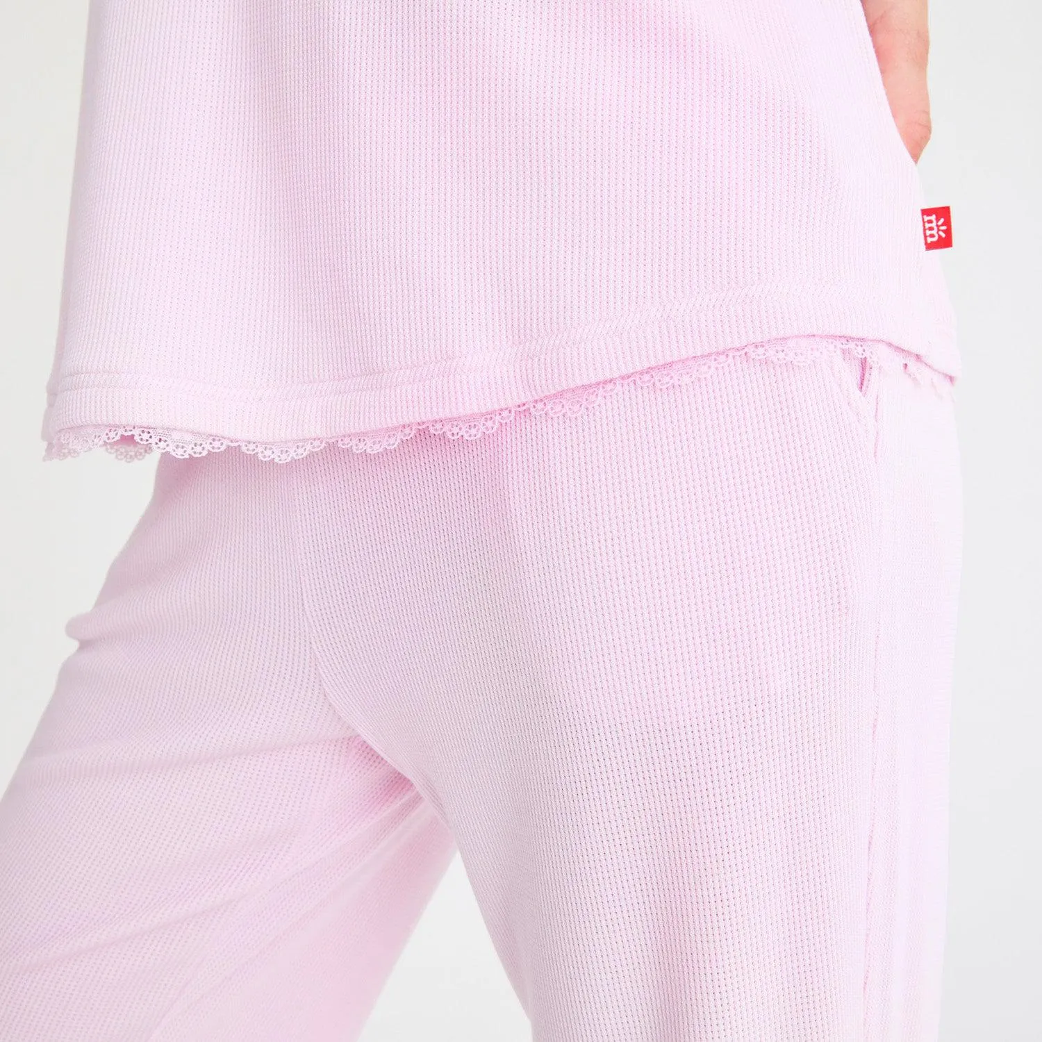 women's lilac snow waffle modal magnetic sleeveless jogger set