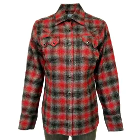 Women's Plush Red & Grey Plaid Flannel Western Shirt