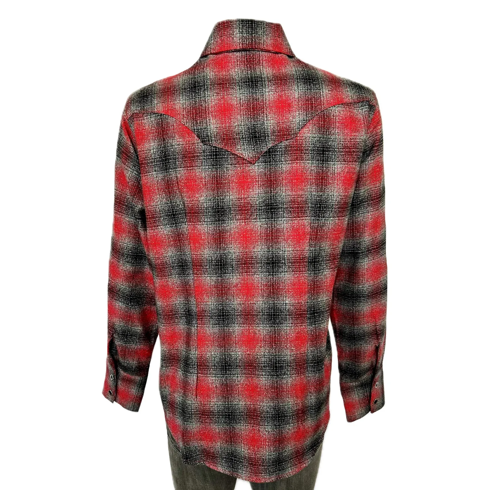 Women's Plush Red & Grey Plaid Flannel Western Shirt