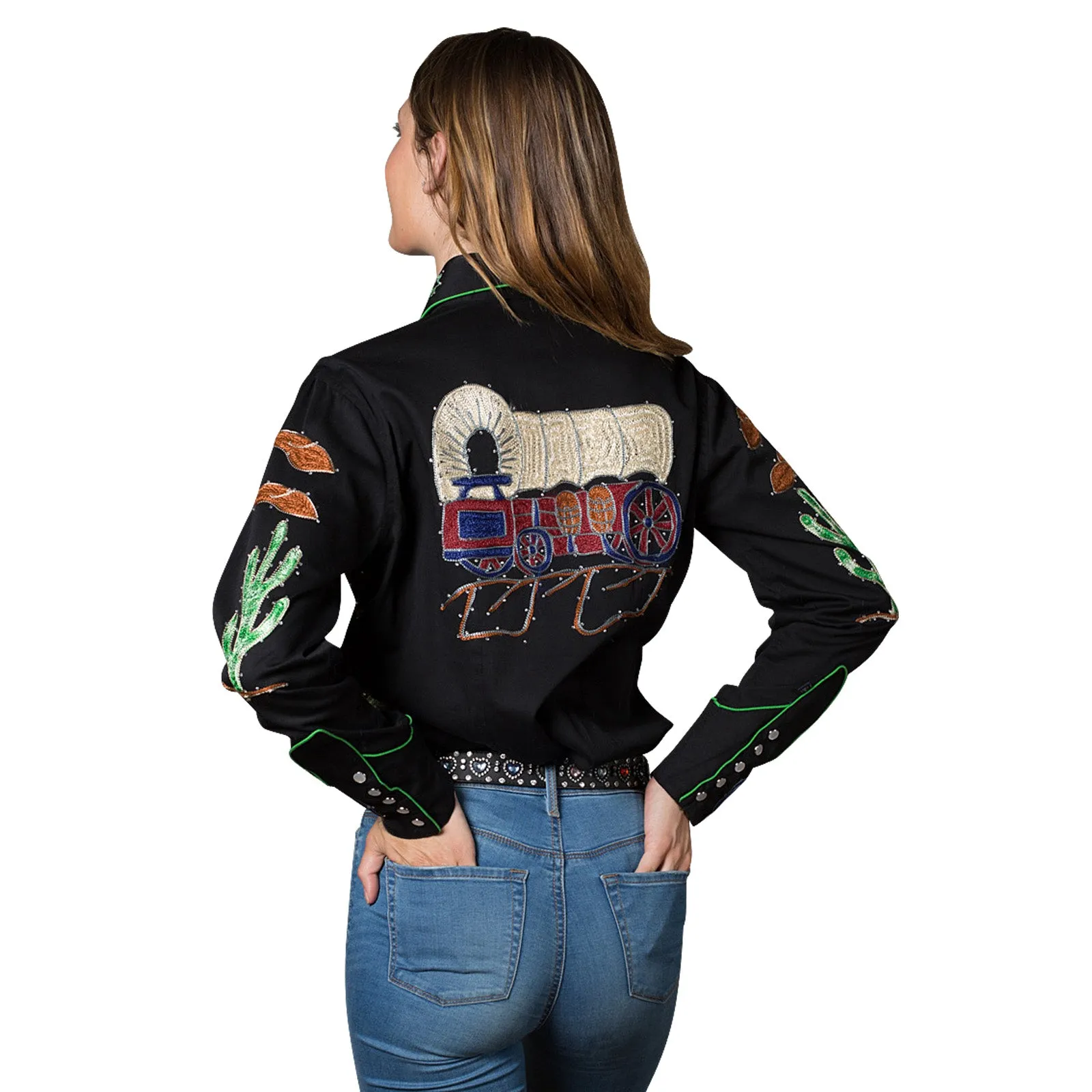 Women's Porter Wagoner Black Embroidered Western Shirt