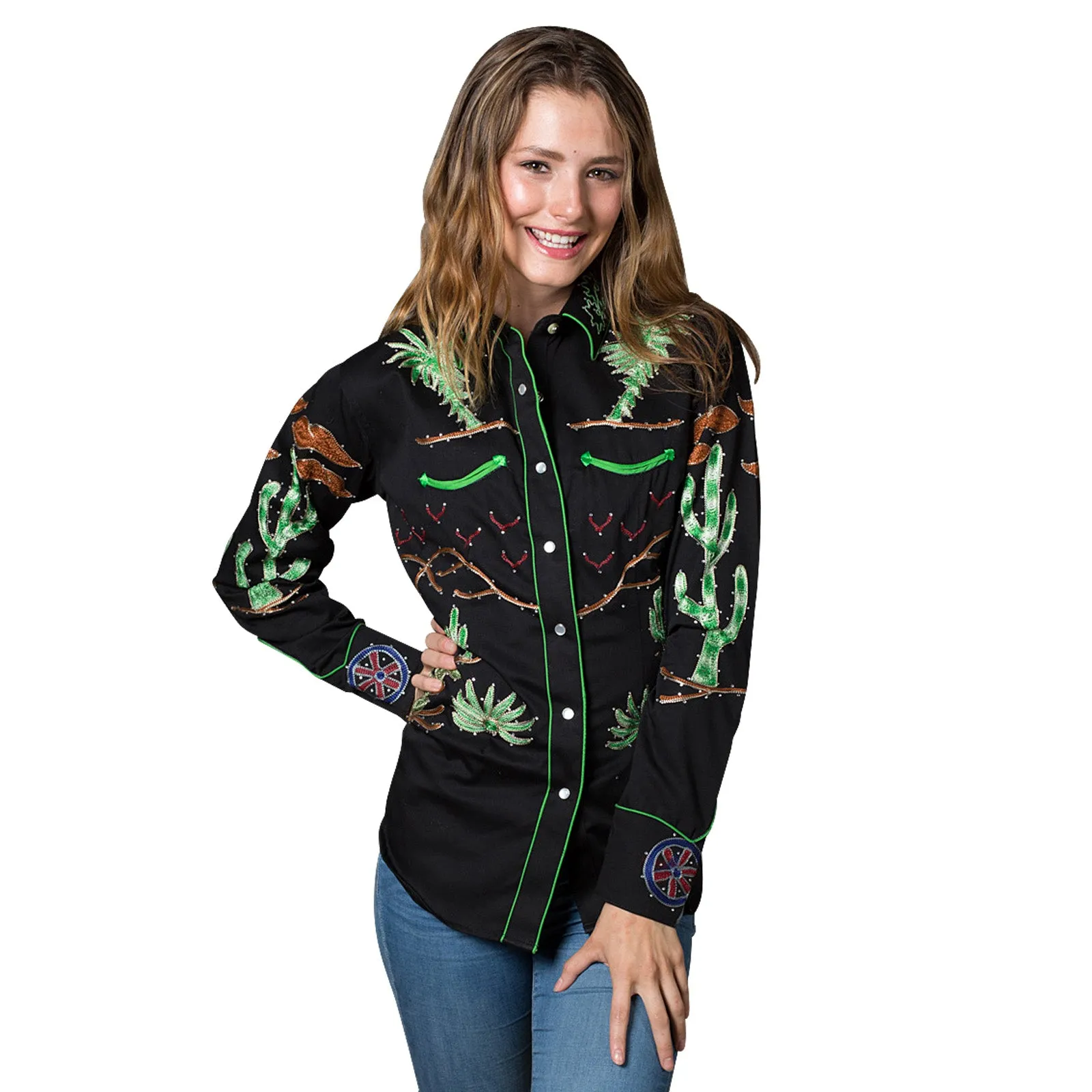 Women's Porter Wagoner Black Embroidered Western Shirt