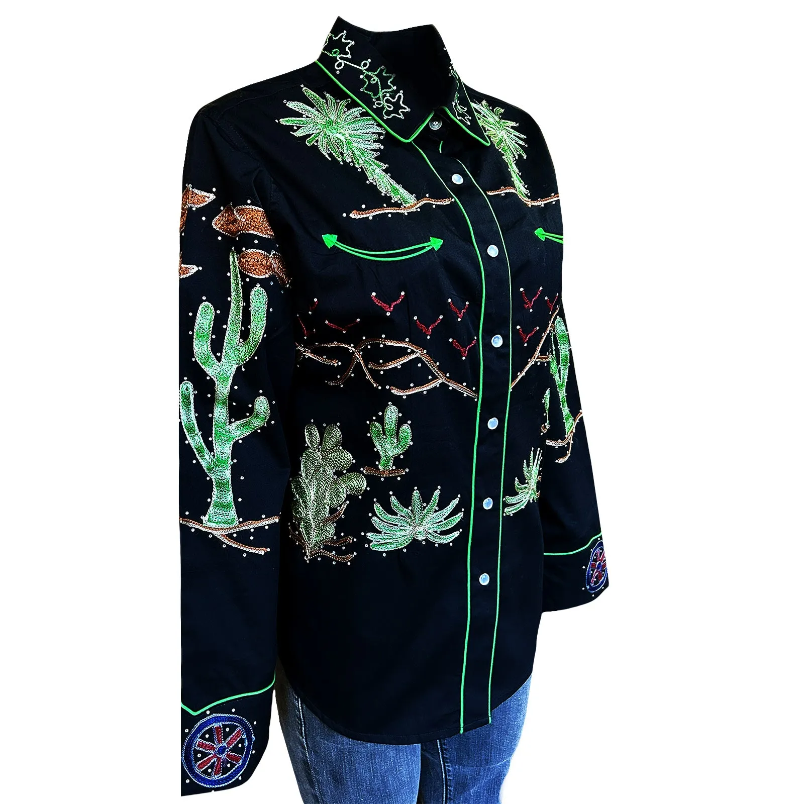 Women's Porter Wagoner Black Embroidered Western Shirt